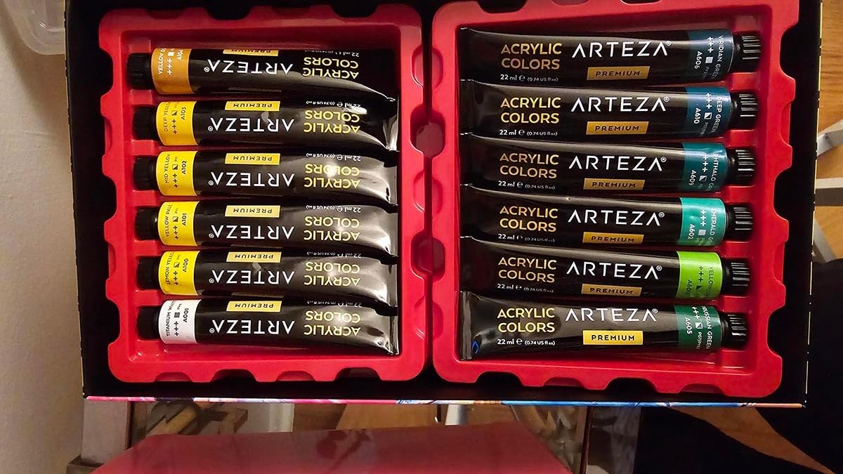 ARTEZA Acrylic Paint Set, 60 Colors, 22 ml Tubes, High-Viscosity customer photo 1