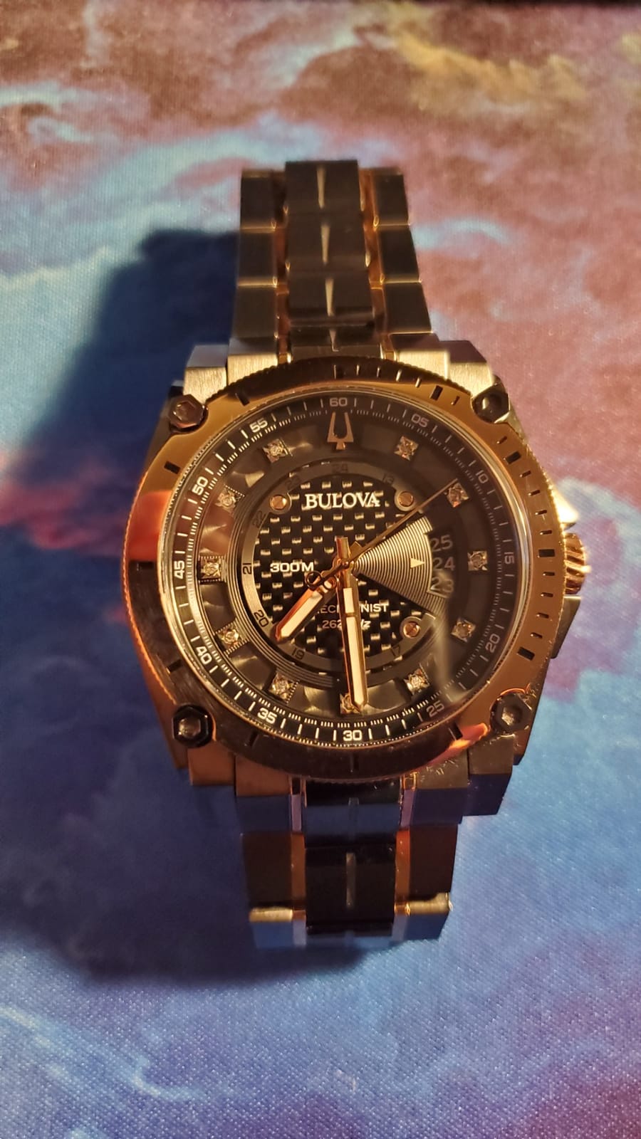 Bulova Men’s High Precisionist Quartz Icon Grey IP and Rose Gold Watch, Diamonds, 300M Water Resistant customer photo 1