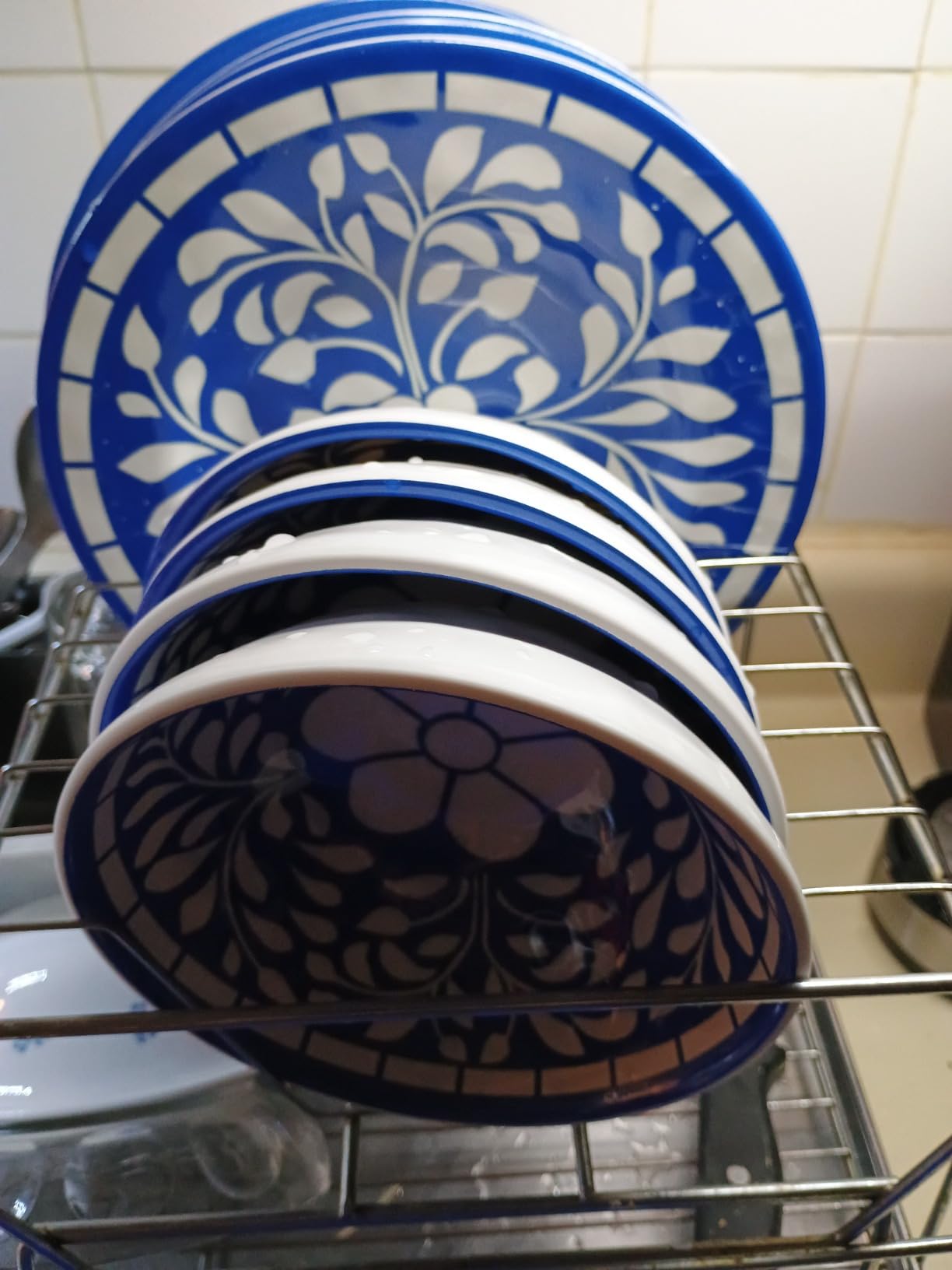 Melamine Dinnerware Set,12pcs Plates and Bowls Set - Blue customer photo 1