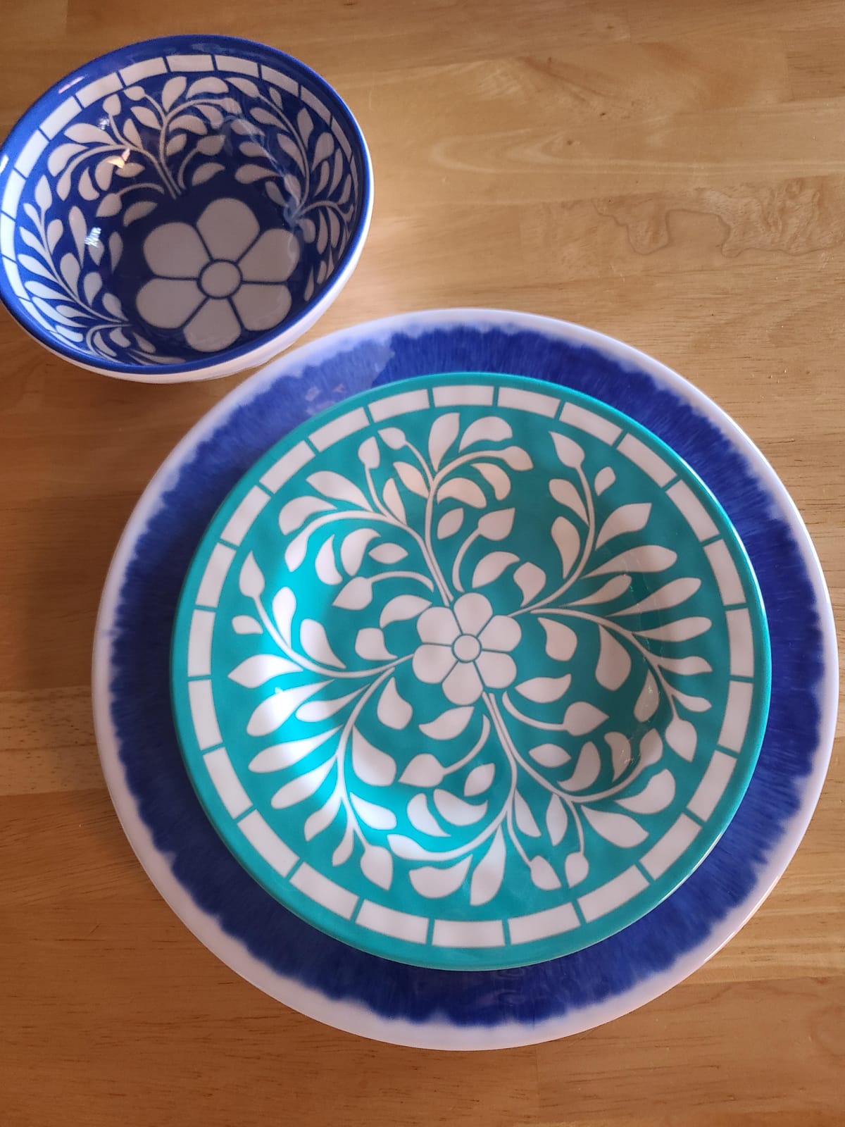 Melamine Dinnerware Set,12pcs Plates and Bowls Set - Blue customer photo 2