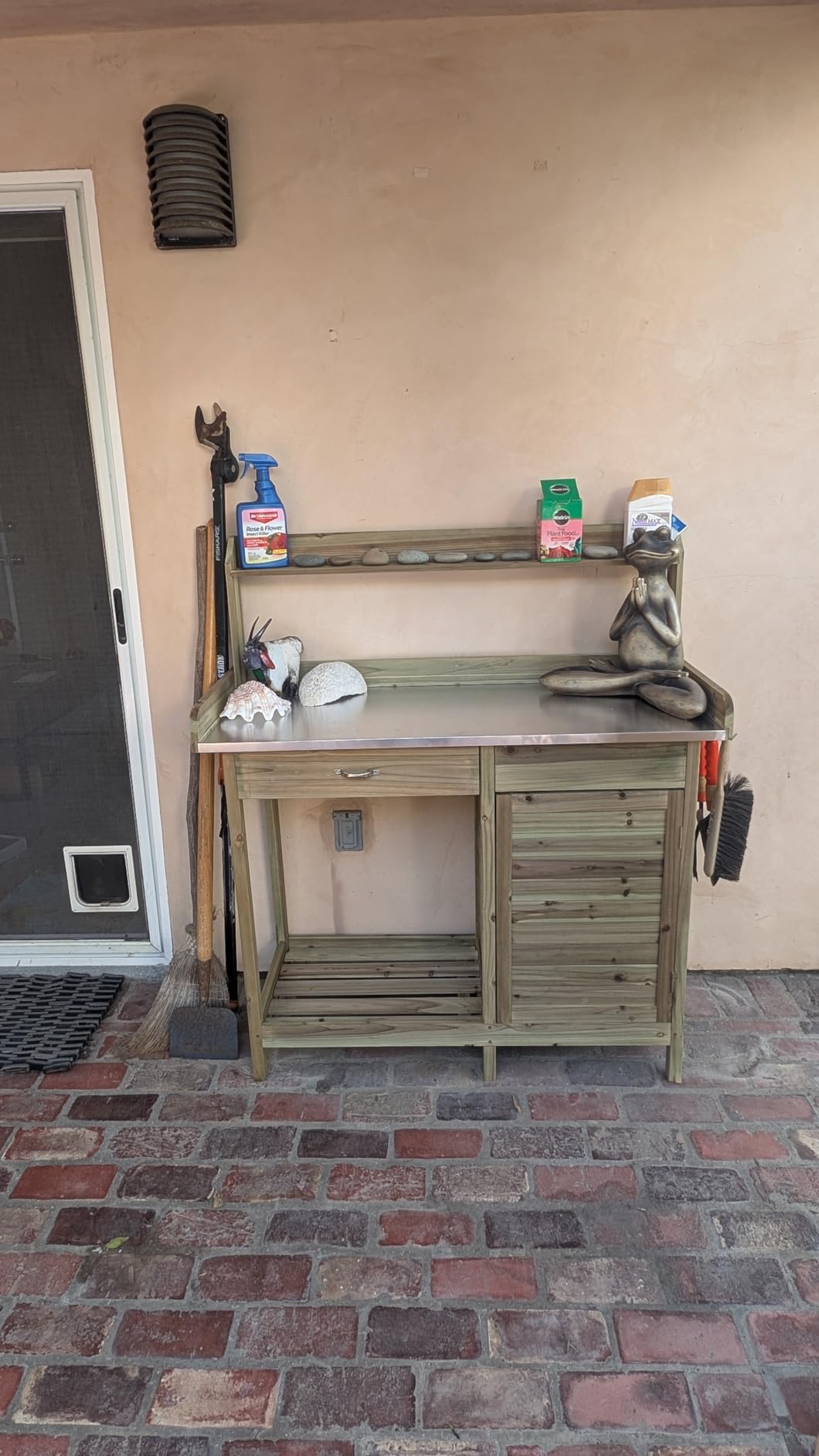Yaheetech Potting Bench Outdoor Potting Table with Storage,Natural Wood customer photo 1