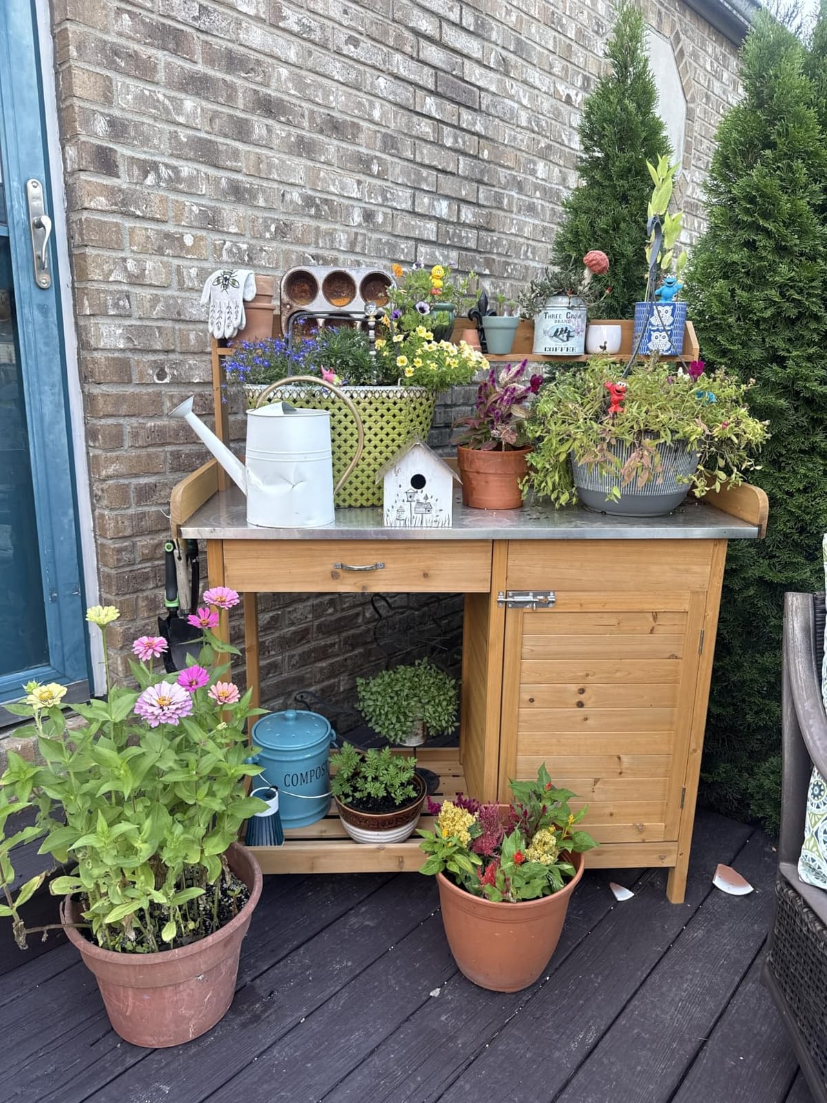 Yaheetech Potting Bench Outdoor Potting Table with Storage,Natural Wood customer photo 2