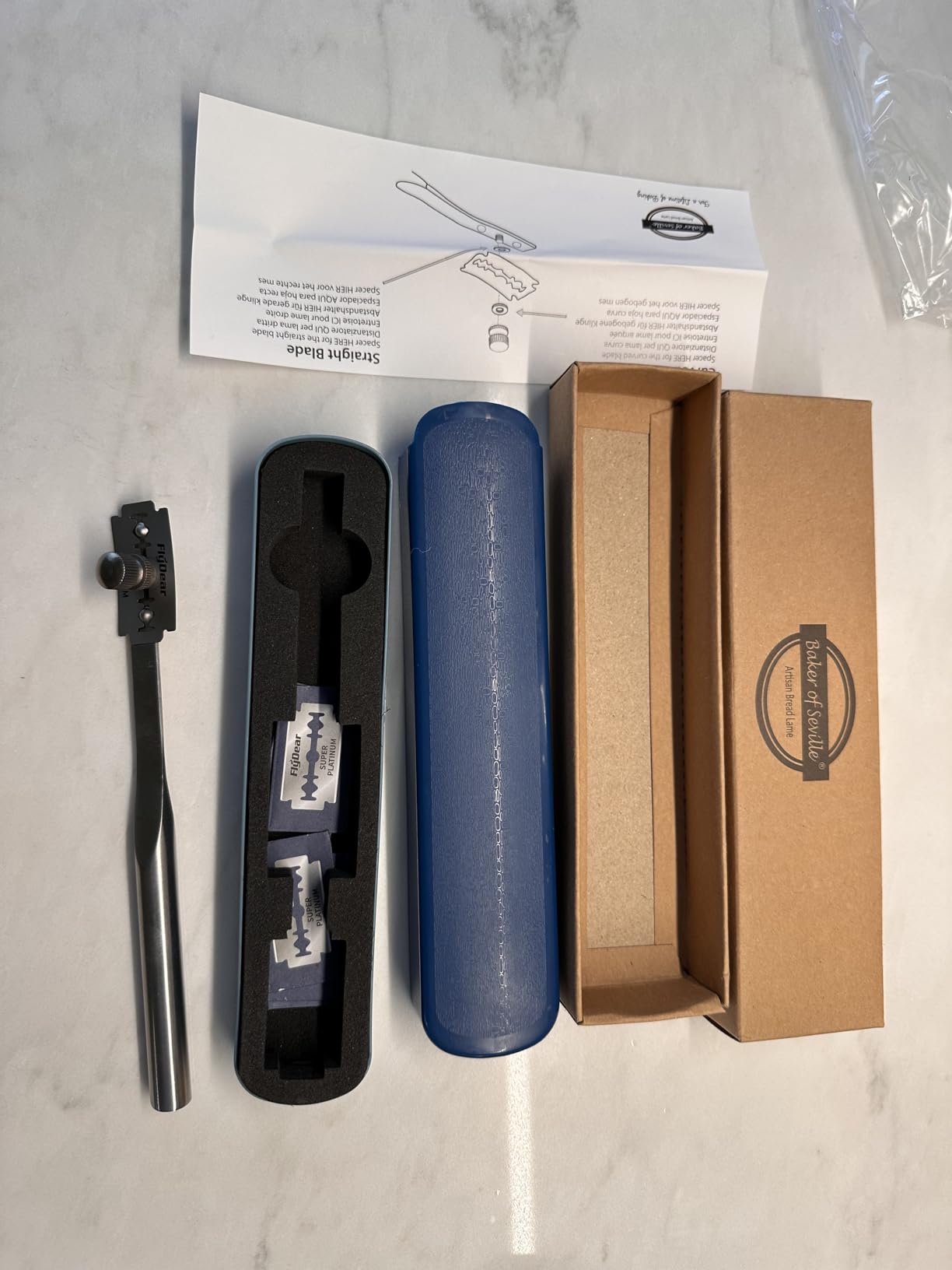 Baker of Seville Bread Lame - Patented 2-in-1 Stainless Scoring Tool | Featured in America's Test Kitchen, Bon Appetit & Food & Wine. 6 blades + case included. customer photo 2