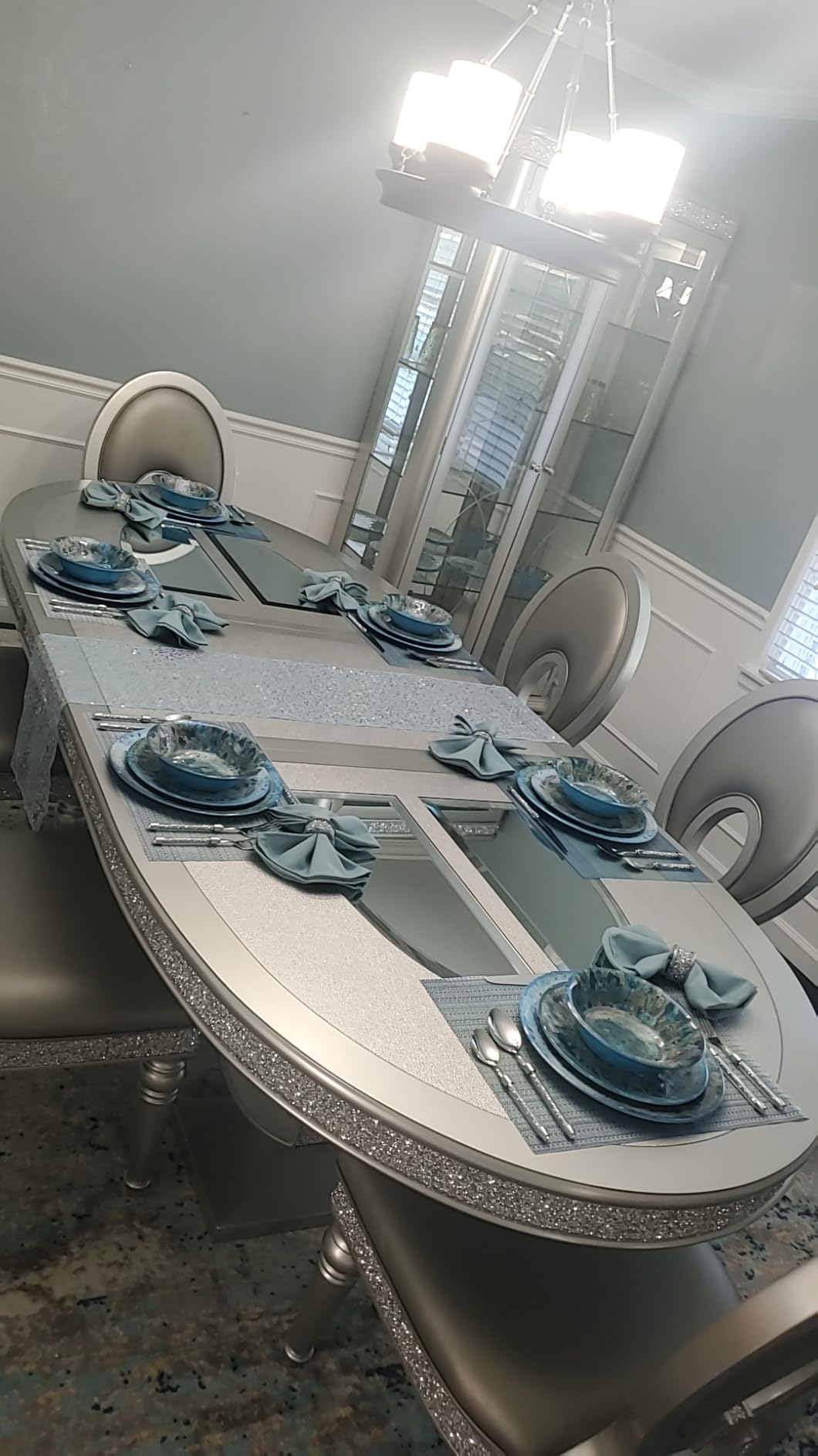 Radiance Teal 12pc Melamine Dinnerware Set – Service for 4 Plates and Bowls Set, Outdoor Dinnerware, Coastal Dishes, Unbreakable, Dishwasher Safe, Heavyweight Melamine, Rustic Look customer photo 2