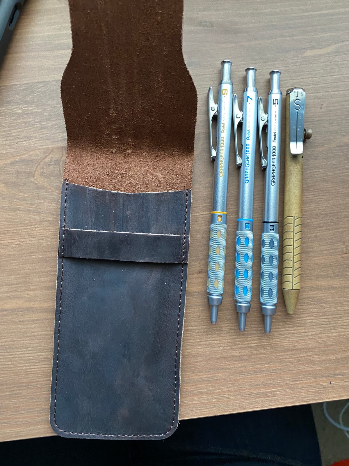 DK86 Genuine Leather Pen Case Holder Fountain Multi Pens Pouch Pen Protective Sleeve Cover - Large Coffee customer photo 1