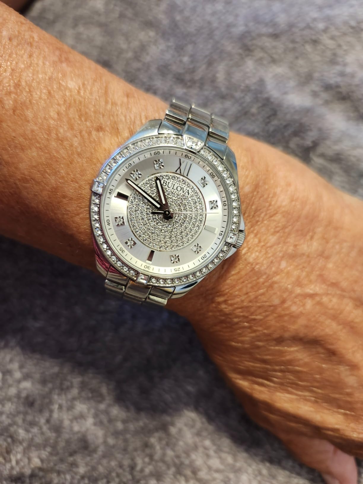 Bulova Ladies' Classic Crystal Stainless Steel 2-Hand Quartz Watch, Pave Dial Style: 96L236 customer photo 1