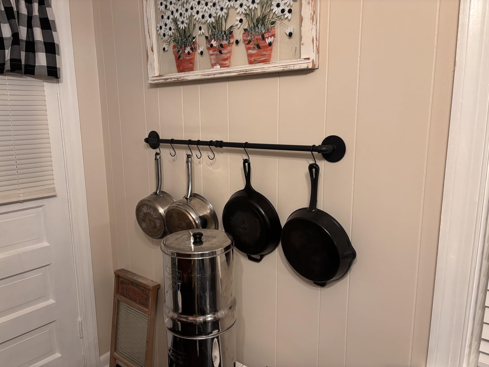 OROPY 38'' Pot Rack Wall Mounted, Iron Pipe Hanging Pot Rack, 14 S Hooks customer photo 1