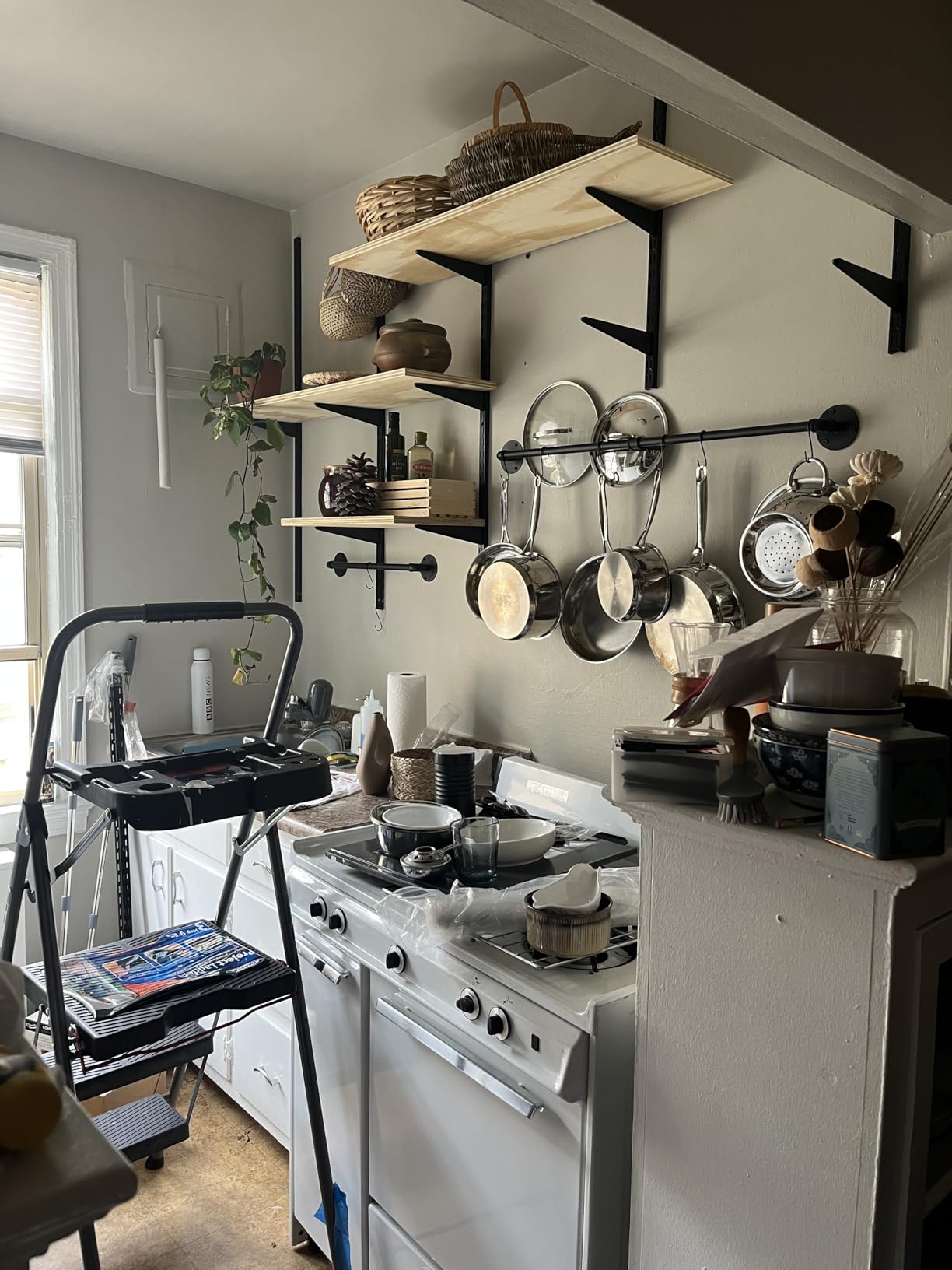 OROPY 38'' Pot Rack Wall Mounted, Iron Pipe Hanging Pot Rack, 14 S Hooks customer photo 2
