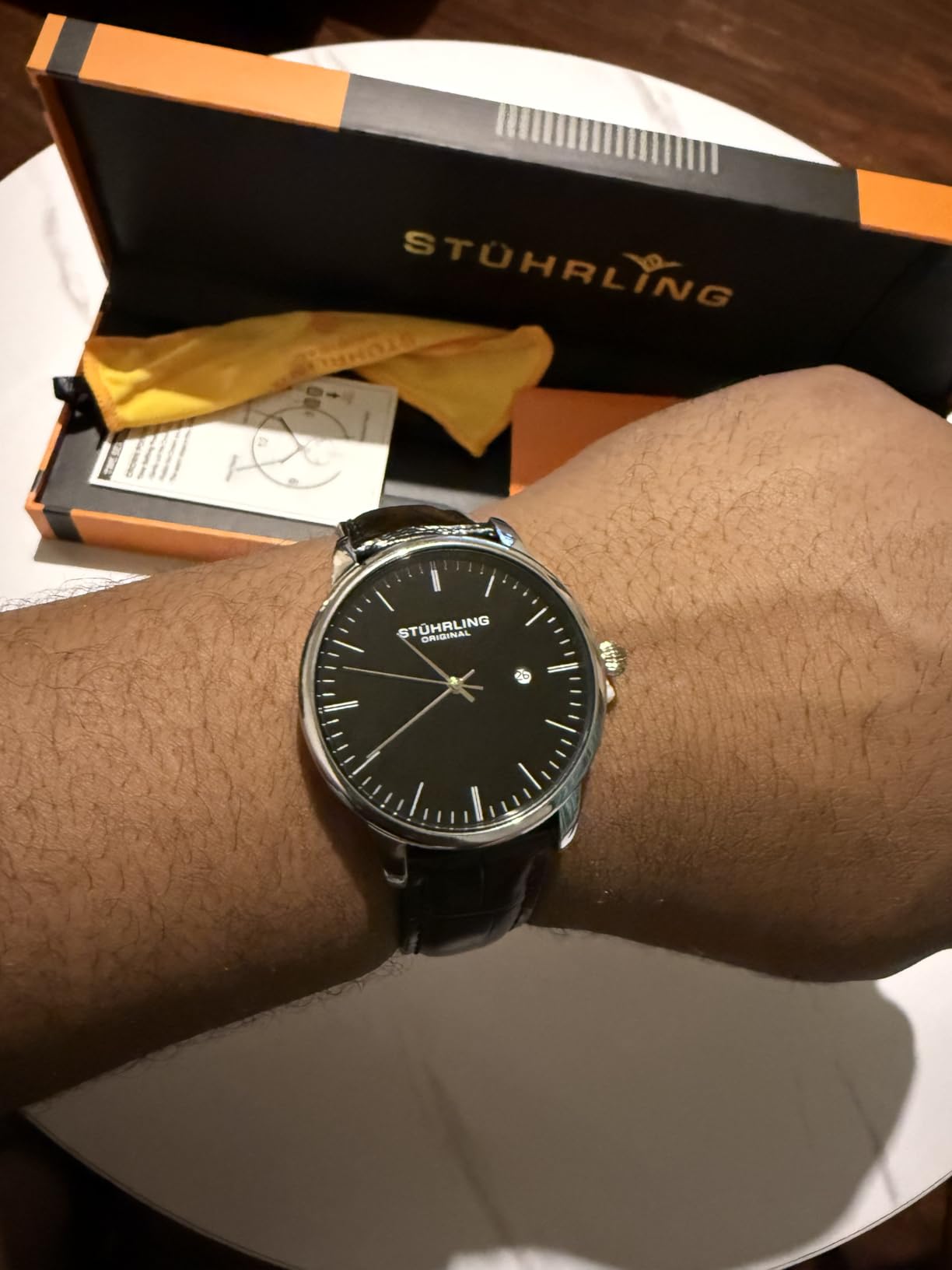 Stuhrling Original Men's Watch Dress Watch 40mm, Ultra Slim Mens Watch Leather Strap, Quartz Analog Men's Wrist Watch, Classic Minimalist Watch for Men customer photo 1