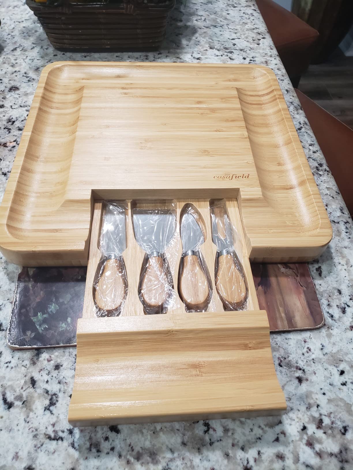 Casafield Bamboo Cheese Board and Knife Gift Set, Wooden Charcuterie Board Meat and Cheese Platter for Entertaining, Housewarming, Birthday, Wedding customer photo 2