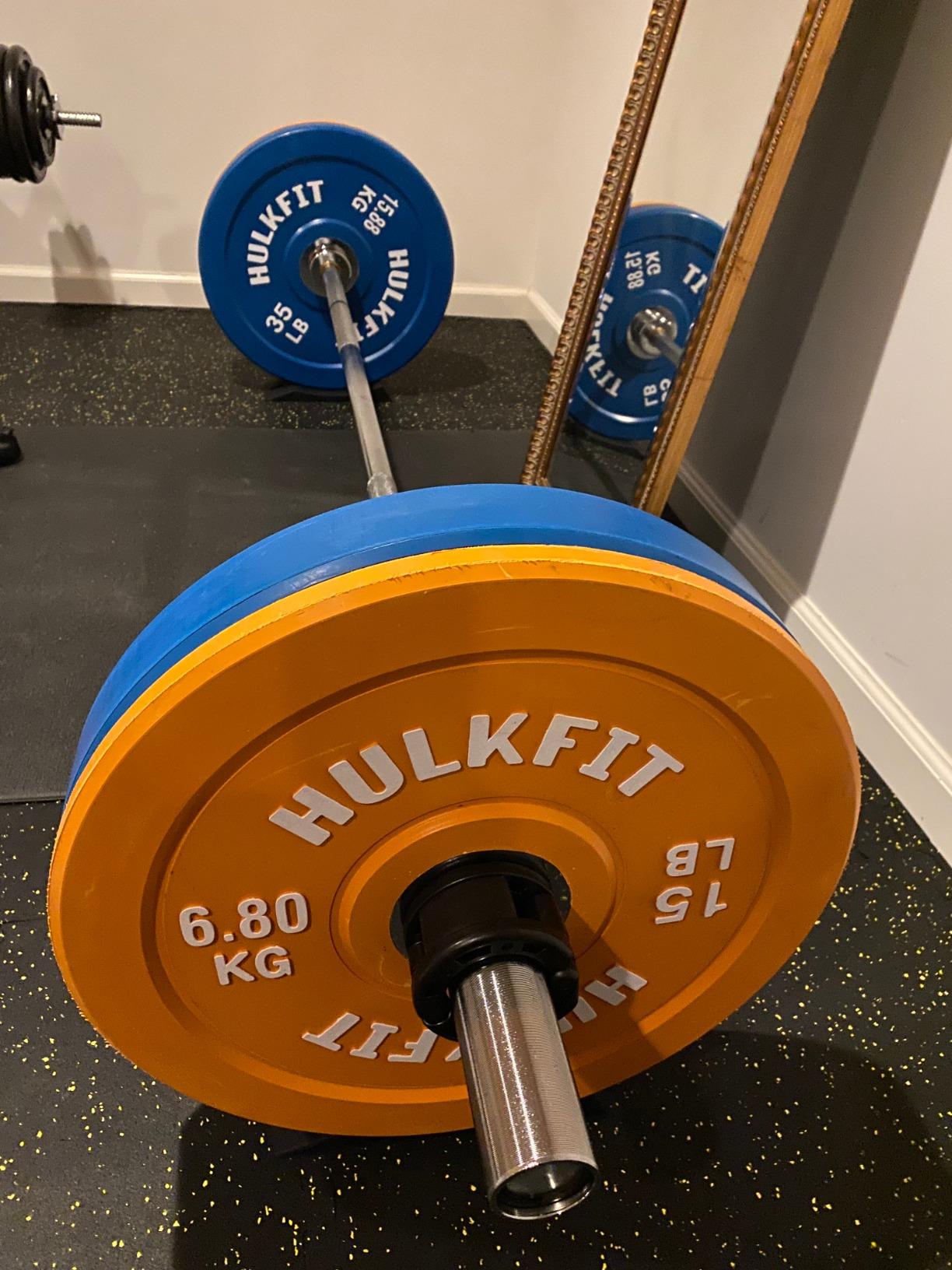 HulkFit 2-inch Sport Series Olympic Weight Plates Bumper Plates for Barbell Weightlifting Strength Training with Shock Absorbing Low Bounce Technology - Black & Multicolor customer photo 2