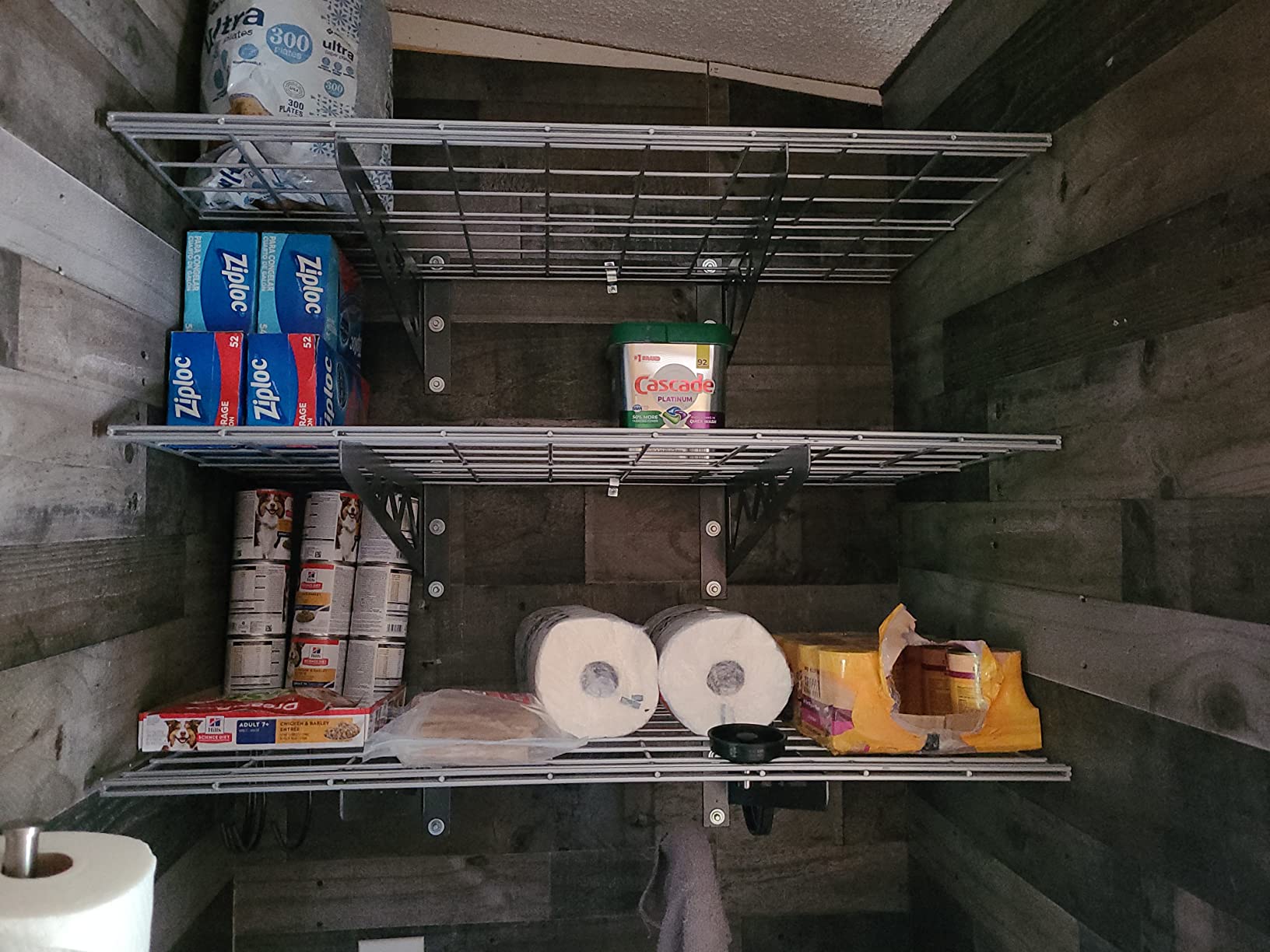 SafeRacks Steel Garage Wall Shelves 2-Pk w/Hooks, 500lb, Hammertone (18x36) customer photo 1