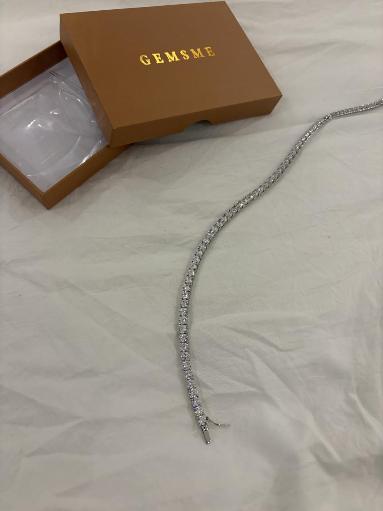 Gemsme 4.0mm CZ Tennis Necklace, 18K White/Yellow Gold Plated 4.0mm Round Cubic Zirconia Classic Tennis Necklace 16-24 Inches customer photo 1