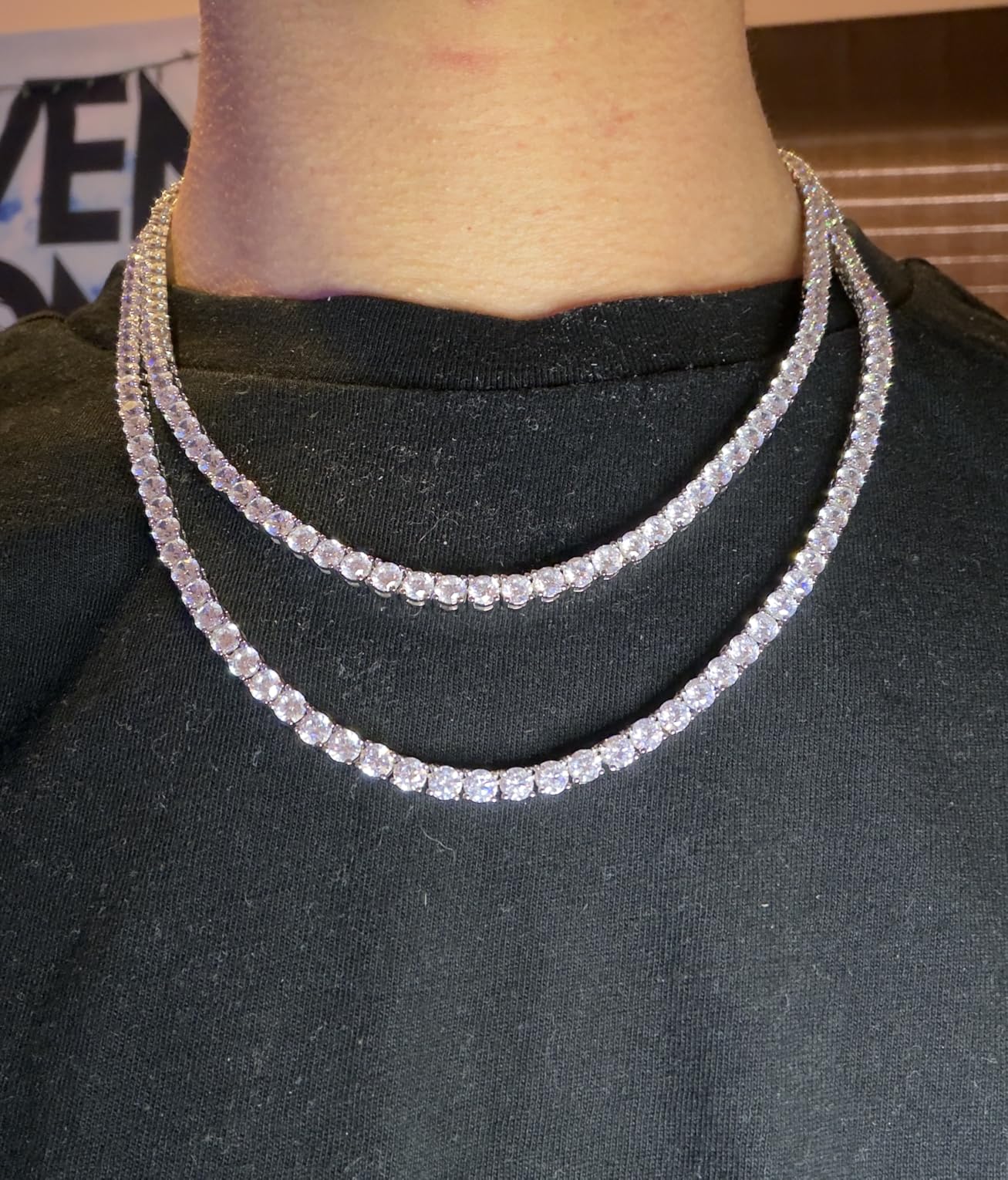 Gemsme 4.0mm CZ Tennis Necklace, 18K White/Yellow Gold Plated 4.0mm Round Cubic Zirconia Classic Tennis Necklace 16-24 Inches customer photo 2