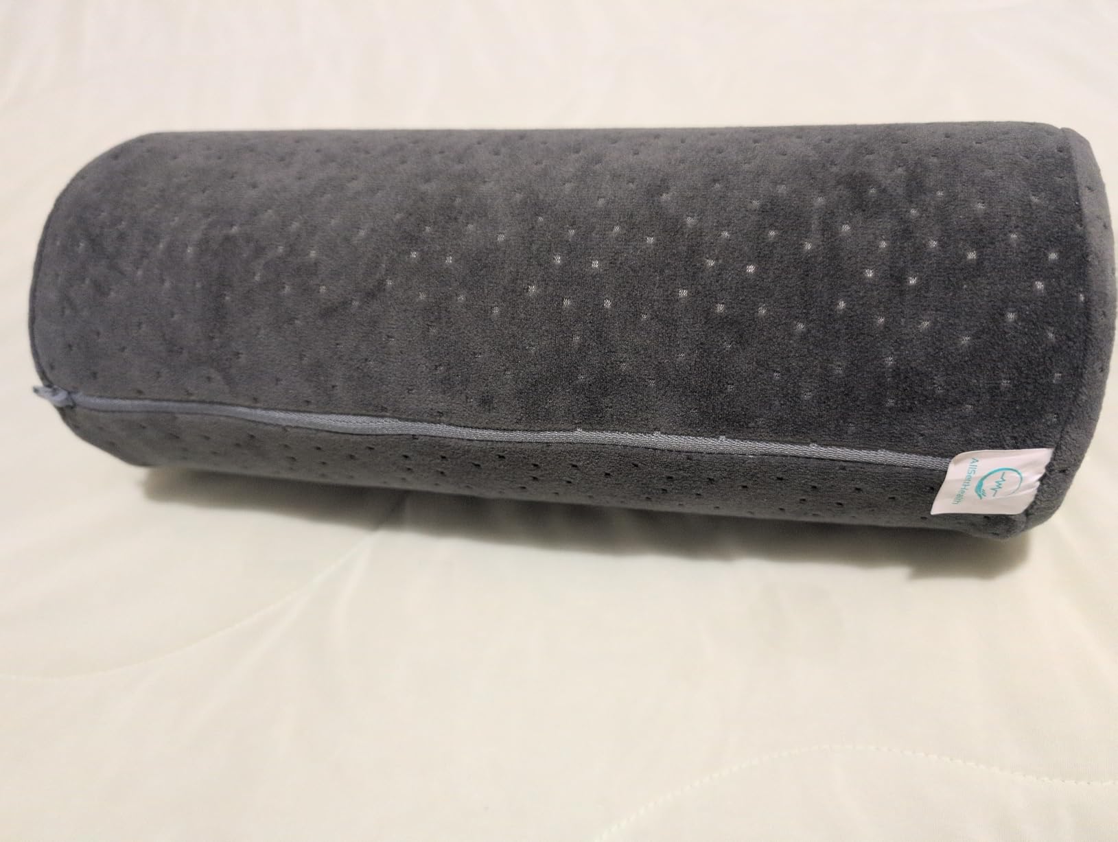 AllSett Health Round Cervical Roll Cylinder Bolster Pillow with Removable Washable Cover, Ergonomically Designed for Head, Neck, Back, and Legs, Grey | 13