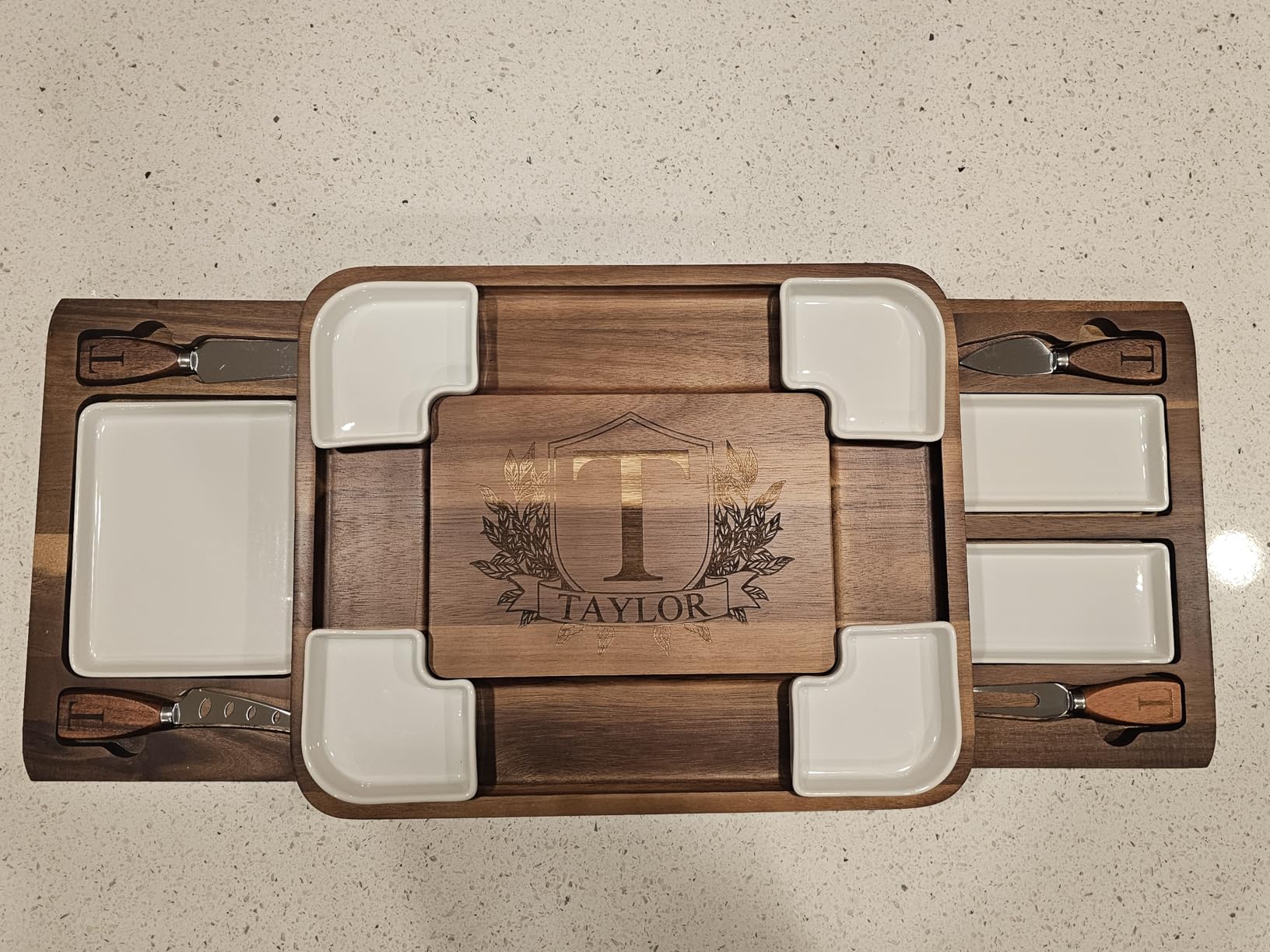 Shanik Upgraded Acacia Cheese Board Set, Square Shaped Charcuterie Set, Cheese Platter, Handcrafted Design and Stainless Steel Cutlery Set - Gift for Any Occasion No Engraving customer photo 2