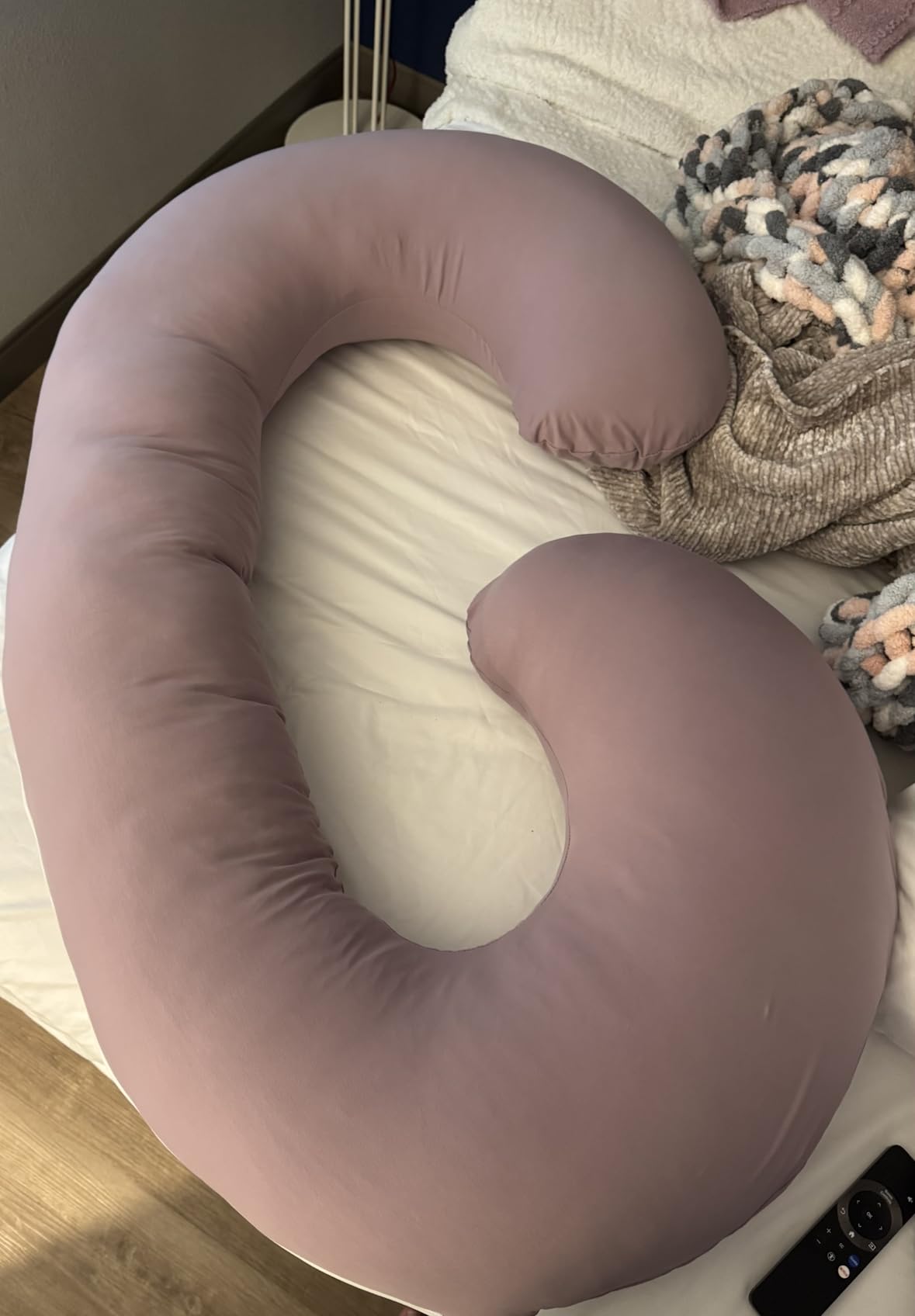 INSEN Pregnancy Pillow for Sleeping, Maternity Pillow with Jersey Cotton Cover,C Shaped Body Pillow for Pregnant (Gray) customer photo 1