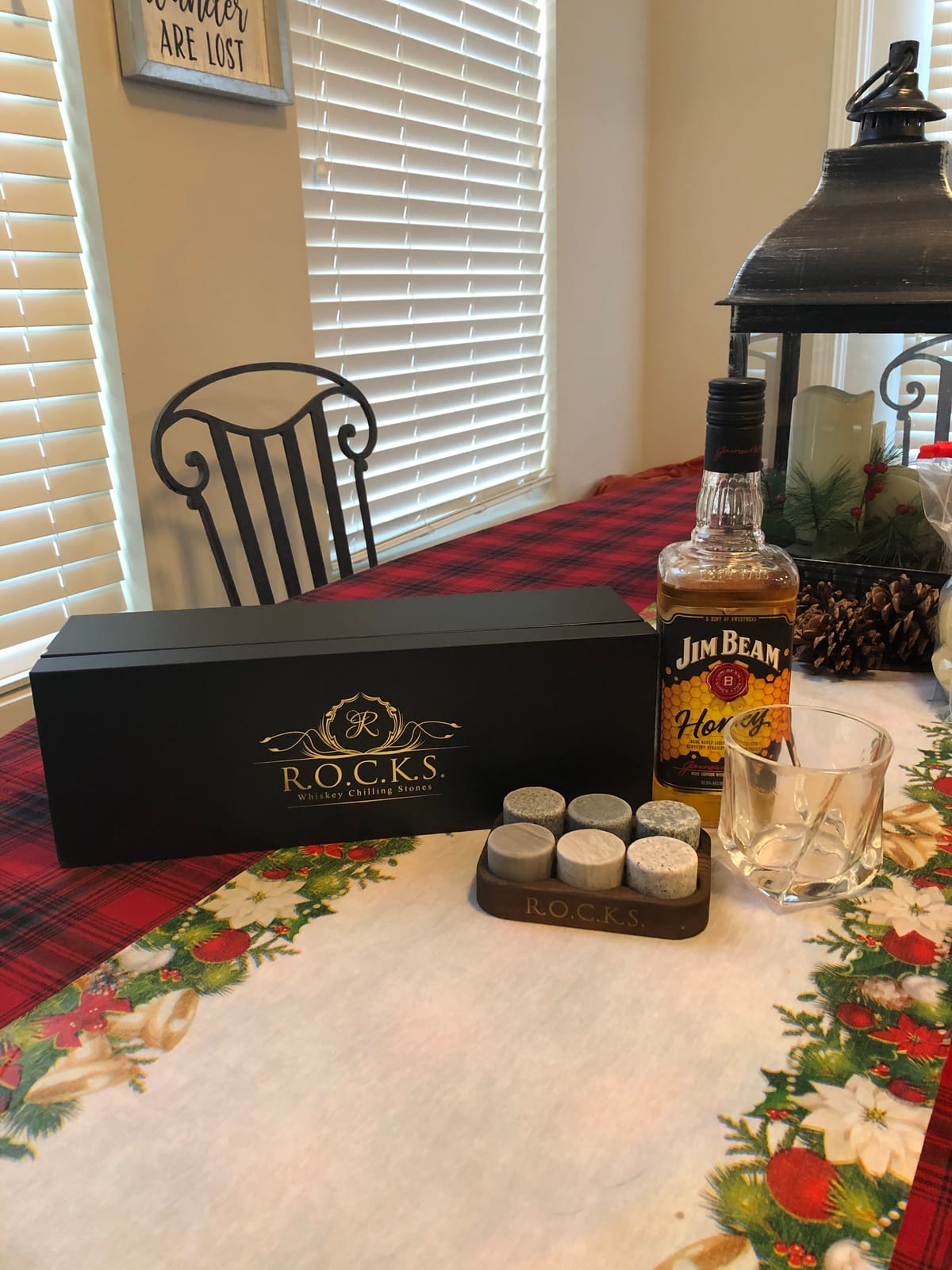 Whiskey Chilling Stones Gift Set - 6 Handcrafted Premium Granite Round Sipping Rocks - 2 Crystal Superior Glasses - Hardwood Presentation & Storage Tray - Elegant Gold Foil Gift Box by R.O.C.K.S. customer photo 1