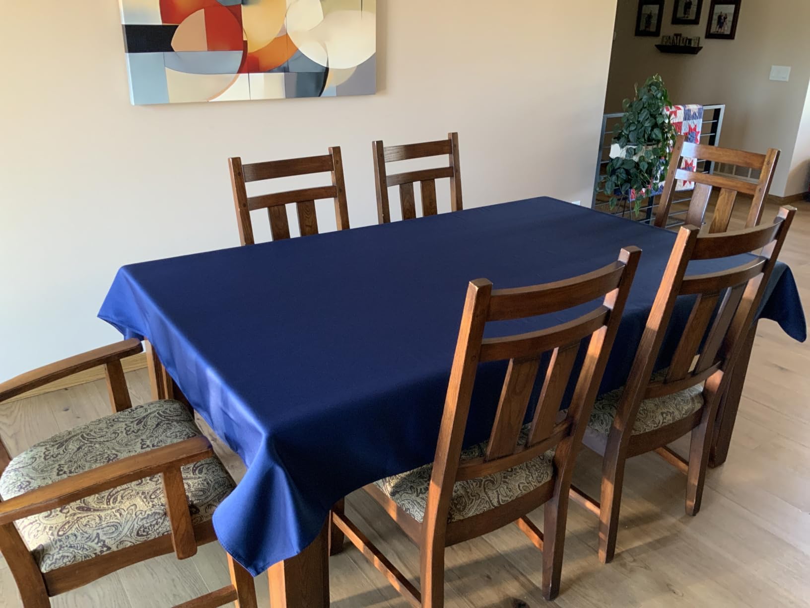 Obstal Rectangle Table Cloth, Navy Blue, 60 x 84 Inch customer photo 1