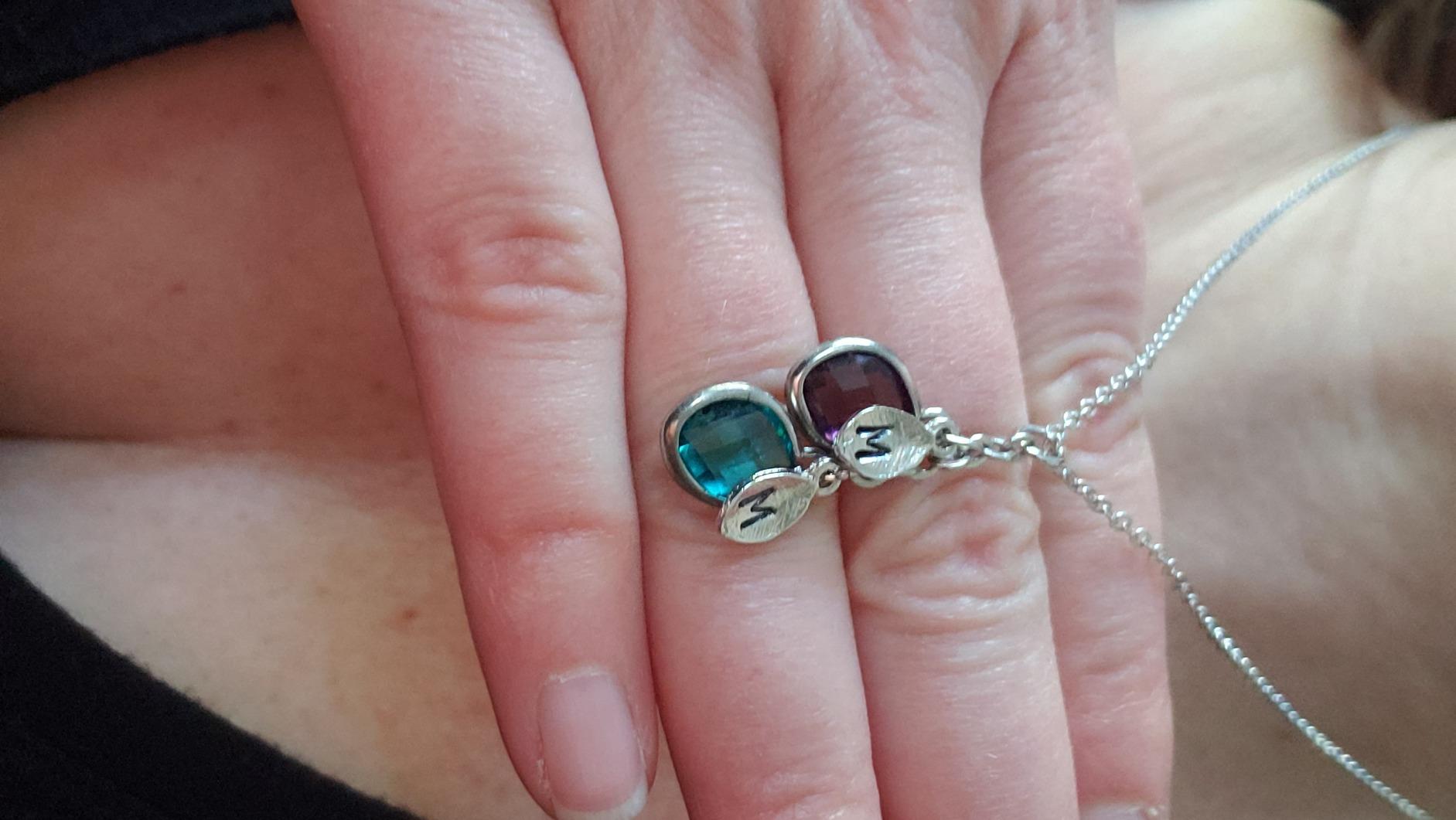 Birthstone Necklace for Women, Grandma Necklace with Birthstones, Initials customer photo 2