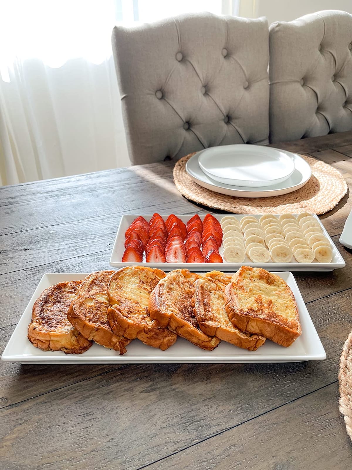 Sweese Serving Platter, 15.5/13.8/11.7 Inch Rectangle Porcelain Serving Trays, Serving Dishes for Entertaining, White Platters for Serving Food Party, Turkey Platter for Thanksgiving, Set of 3 customer photo 2