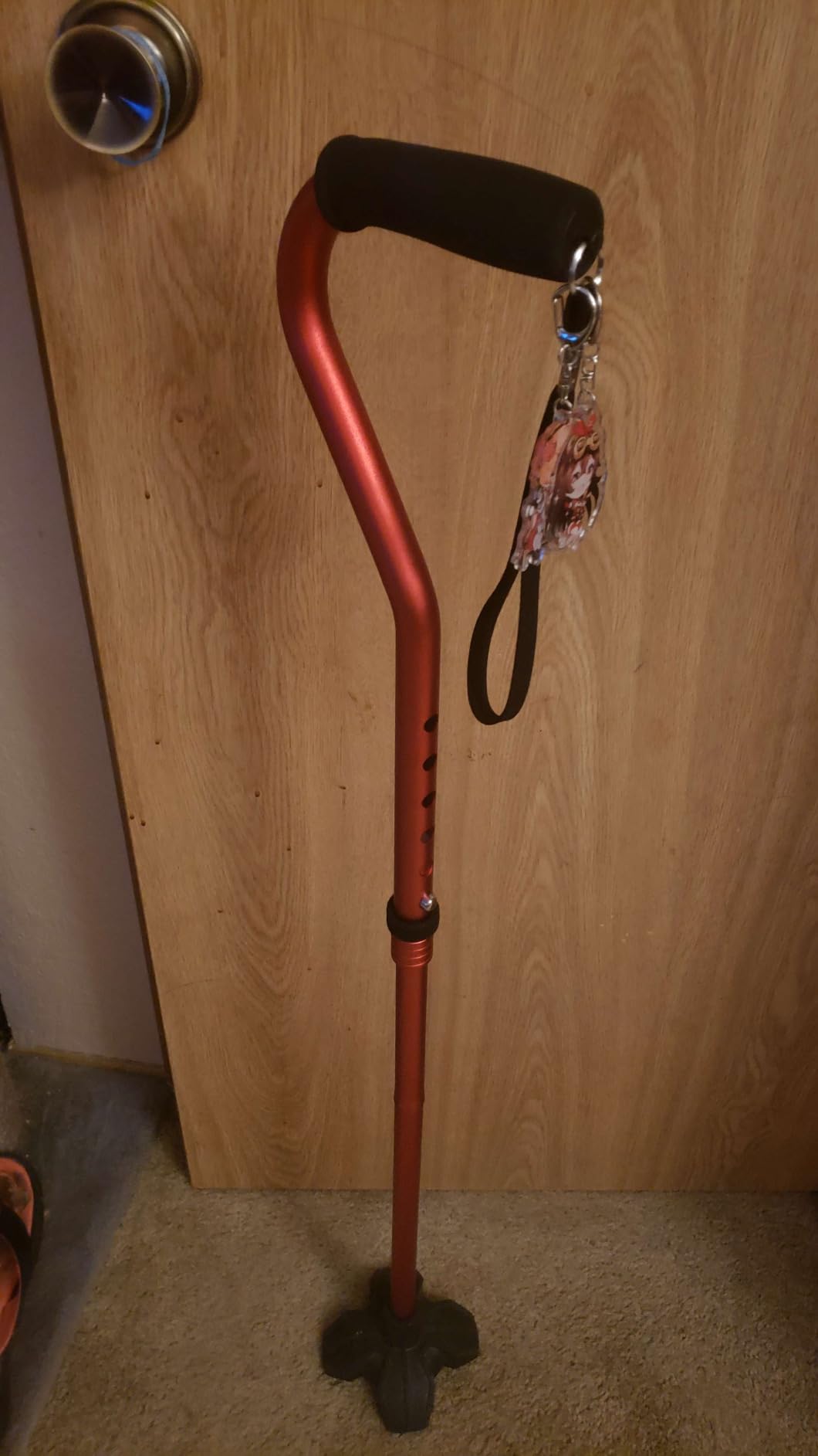 KINGGEAR Self Standing Walking Cane Quad Base for Seniors | Lightweight aluminum, foldable design, 31–36 in adjustable height, EVA offset handle, self-standing quad base customer photo 2