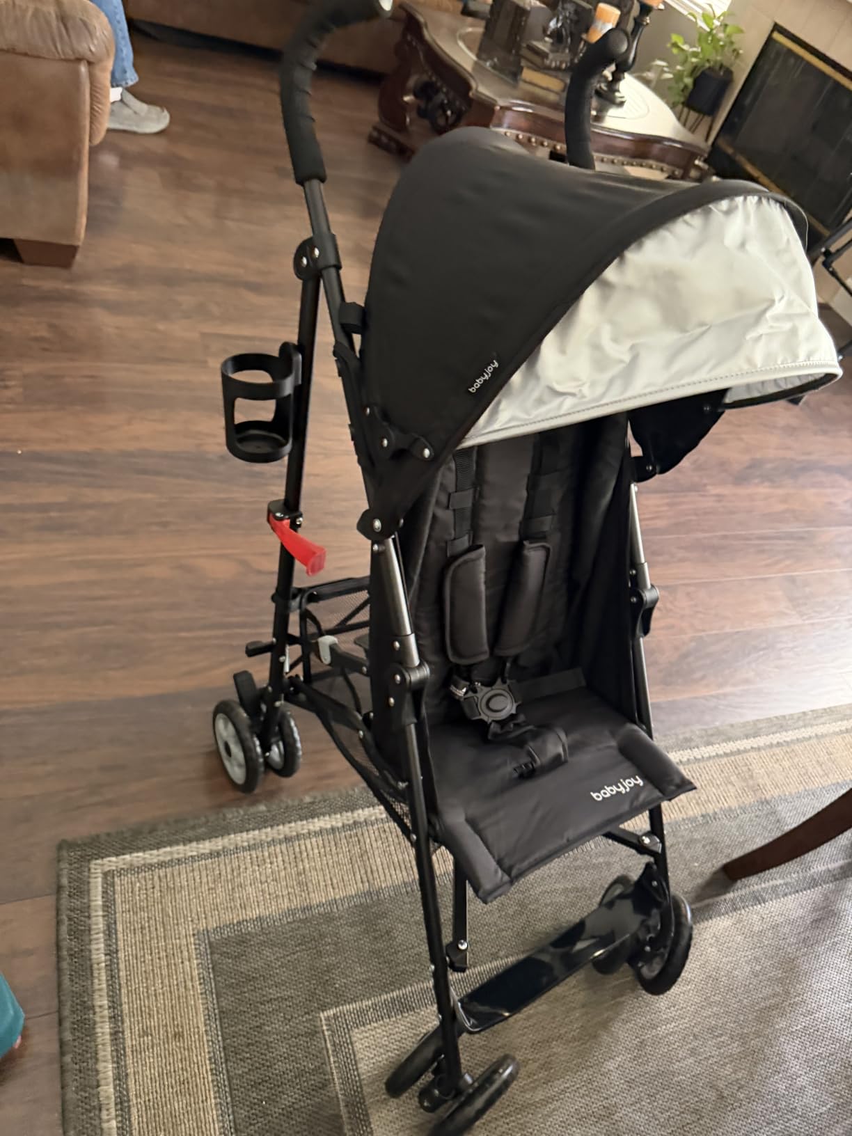 HONEY JOY Baby Lightweight Stroller, Compact Travel Stroller for Airplane, Adjustable Backrest & Canopy, 5-Point Harness, Cup Holder, Storage Basket, Foldable Umbrella Stroller for Toddlers (Green) customer photo 1