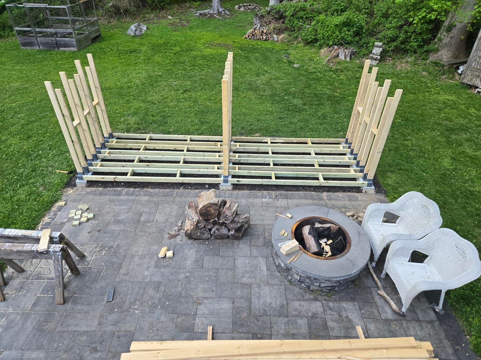 MOFEEZ Outdoor Firewood Log Storage Rack Bracket Kit,Fireplace Wood Storage Holder-Adjustable to Any Length customer photo 2