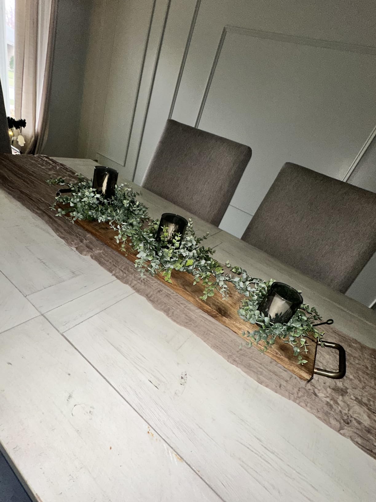 Godinger Long Wooden Serving Tray, Charcuterie Board, Metal Handles, 40in customer photo 2