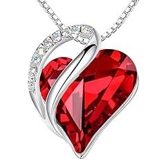 Leafael Gift Necklaces for Women, Infinity Love Birthstone Heart Crystal Pendant, Birthday Anniversary Jewelry for Wife, Mom, and Her, Silver Plated, 18