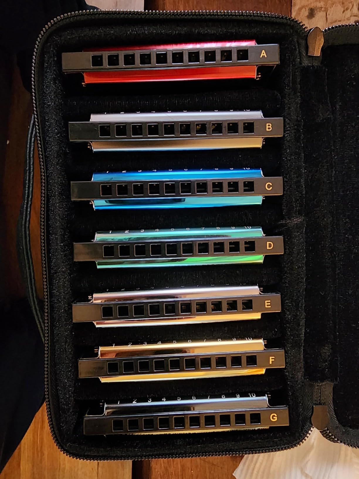 East top Harmonica Set, 7 Keys Diatonic Mouth Organ with Case, A, B, C, D, E, F, G, Professional, Bronze Reed, Polished Finish customer photo 2
