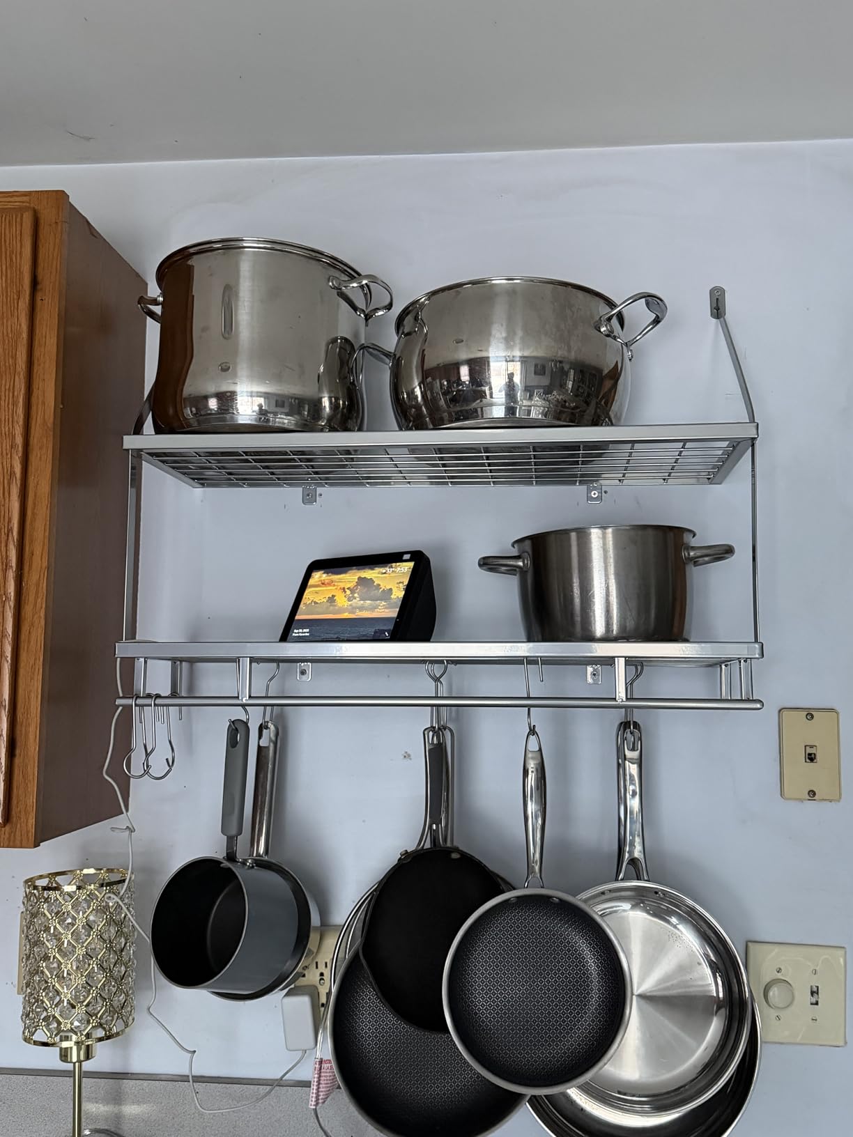 KES 30-Inch Kitchen Pot Rack - Mounted Hanging Rack for Kitchen Storage and Organization - Matte Black 2-Tier Wall Shelf with Guard Rail for Pots and Pans Organizer with 12 Hooks - KUR215S75B-BK customer photo 1