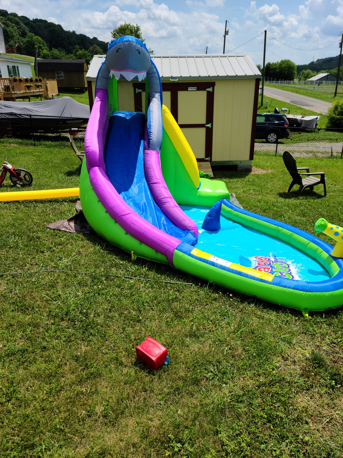 ACTION AIR Inflatable Water Slide, Shark Bounce House with Slide for Wet and Dry, Playground Sets for Kids Backyard, Water Spray & Water Pool, Durable Sewn with Extra Thick Material customer photo 1