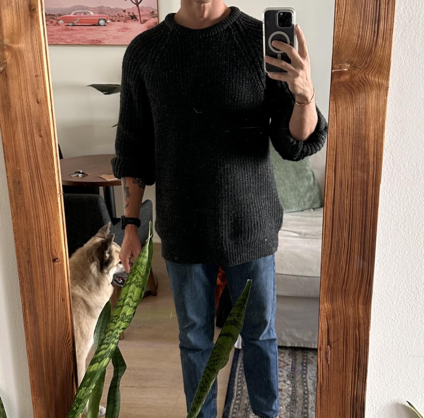 Aran Crafts Irish Men's Fisherman Rib Stitch Wool Sweater (C761) customer photo 1
