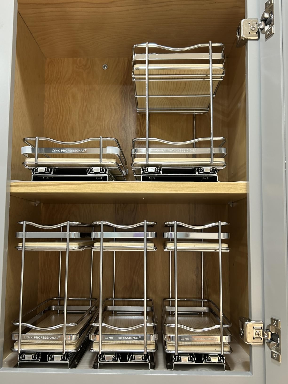 LYNK PROFESSIONAL® Pull Out Spice Organization for Cabinets - 4-3/8 inch Wide – Spice Rack for Inside Cabinets, Slide Out Spice Rack Organizer for cabinet – Pull Out Spice Rack, Sliding 2 Tier Chrome customer photo 2
