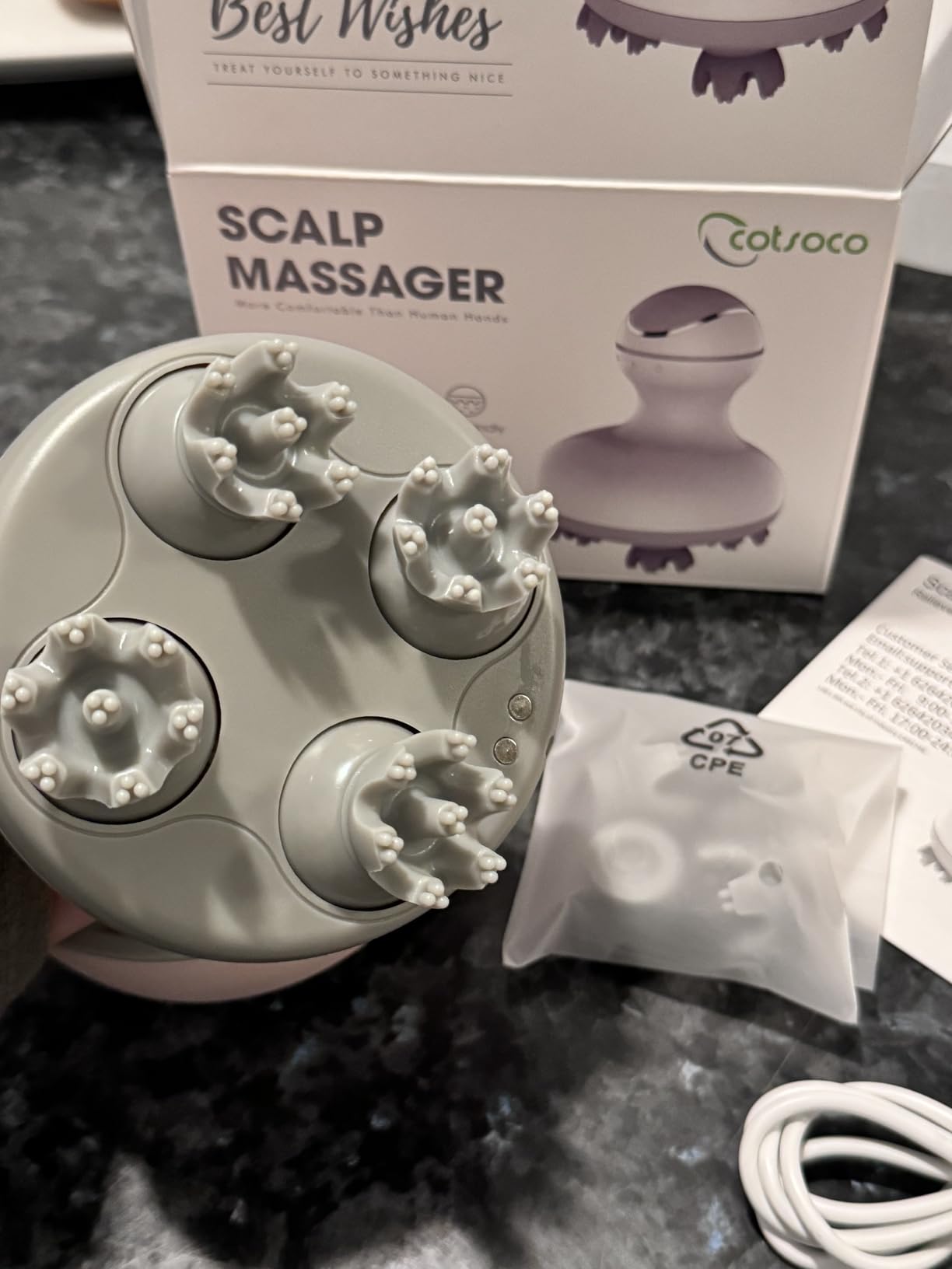 cotsoco Cordless Scalp Massager, 84 Nodes, 4 Heads, Waterproof, Wet and Dry customer photo 2