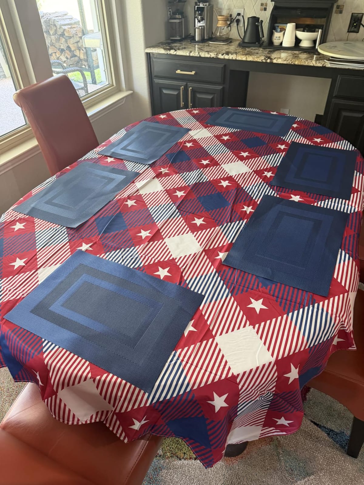 PIGCHCY Placemat,Washable Woven Non-Slip Insulation Durable Placemat Vinyl Table Mat Set of 6 (6pcs Placemats, Coastal Blue) customer photo 1