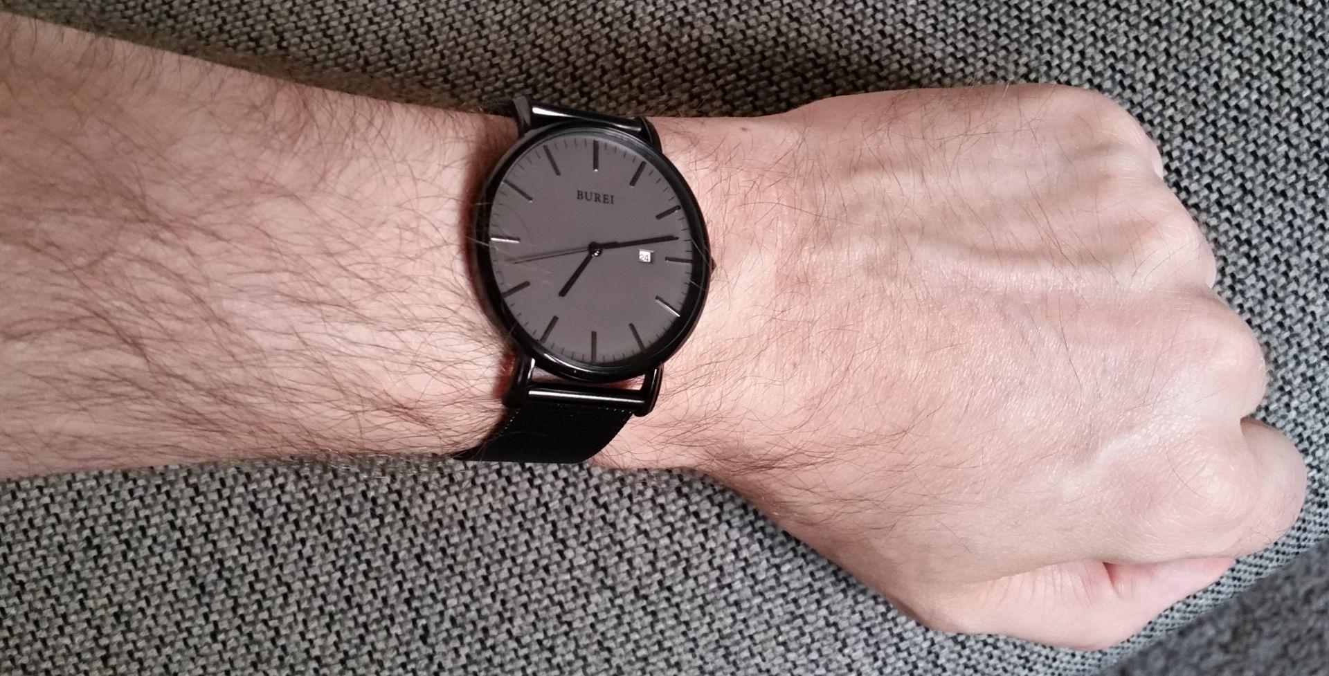 BUREI Ultra Thin Minimalist Men Watches, Leather or Stainless Steel Mesh Band, Analog Waterproof Casual Business Wristwatch, Gift for Father customer photo 1
