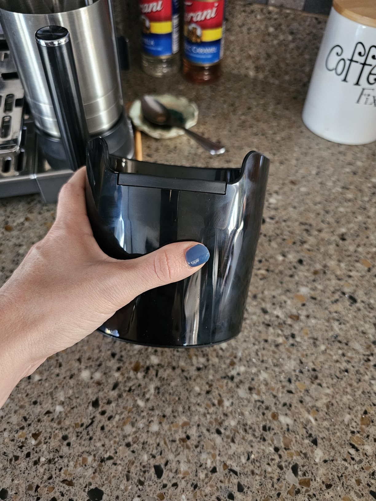 Knock Box for Coffee Grounds - Innovative Barista Accessory with Improved Handling - Coffee Knock Box for Espresso Machine, Black customer photo 1