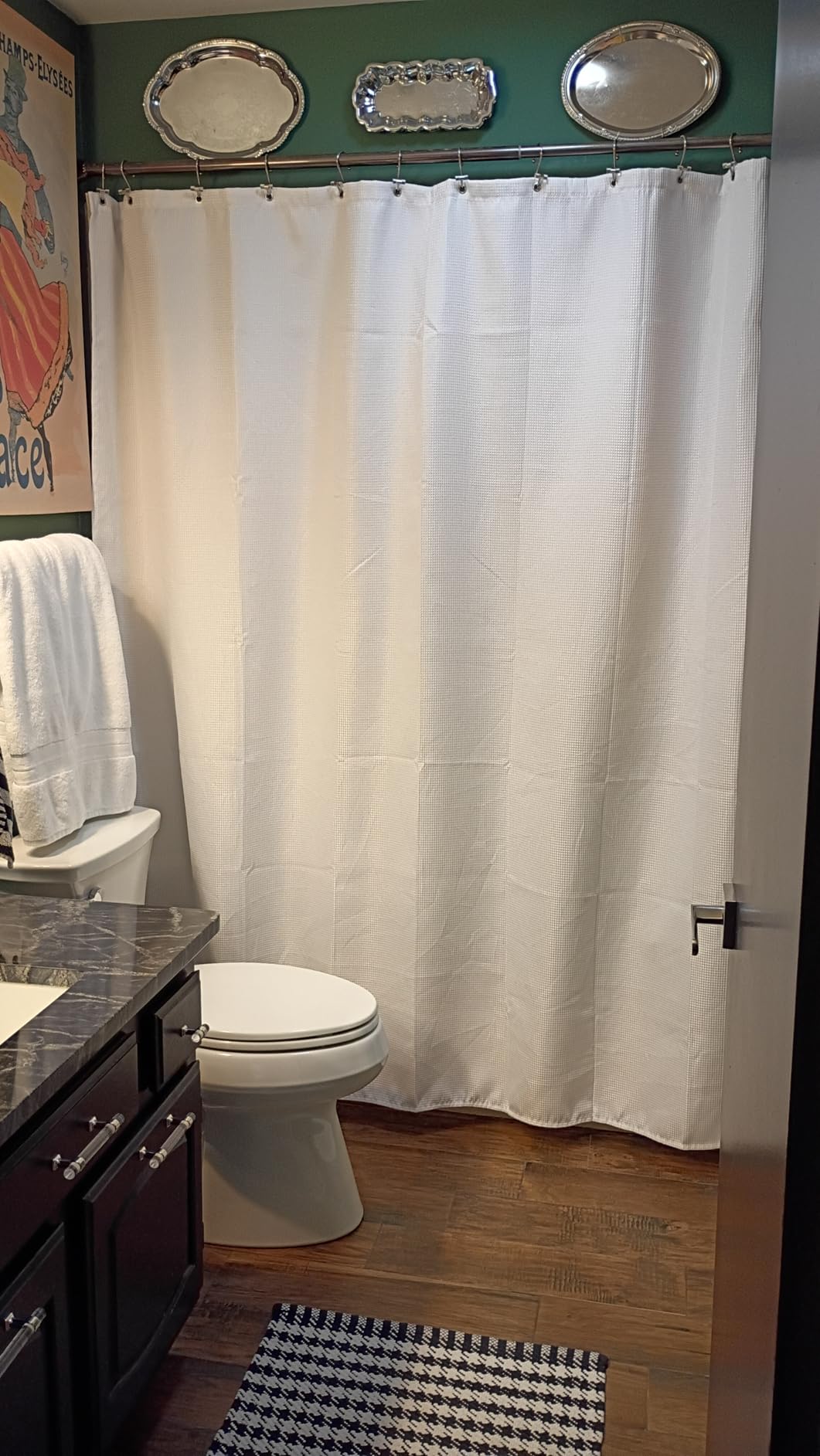 AmazerBath White Shower Curtain Fabric, Waffle Shower Curtains for Bathroom, Cloth Shower Curtain Heavy Duty, Thick Bathroom Shower Curtains Hotel Quality, Premium Polyester, 72x72 Inches customer photo 1