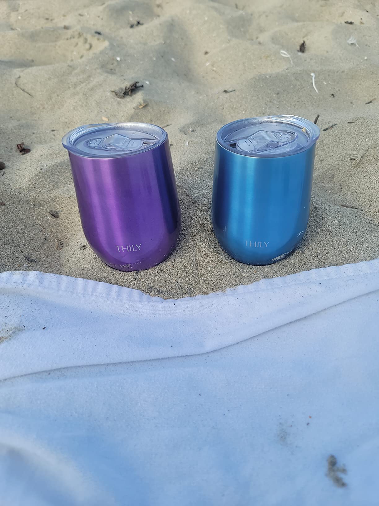 THILY Stainless Steel Stemless Wine Tumbler 4 Pack Vacuum Insulated Travel Wine Glasses Set with Sliding Lids and Straws, Keep Cold for Juice, Cocktails, Beer, Party, Christmas Gift, White Marble customer photo 2