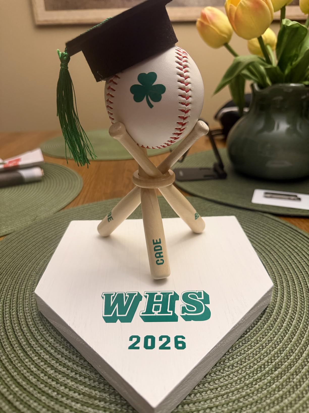 Honoson Baseball Display Stand Wooden Table Centerpiece customer photo 2