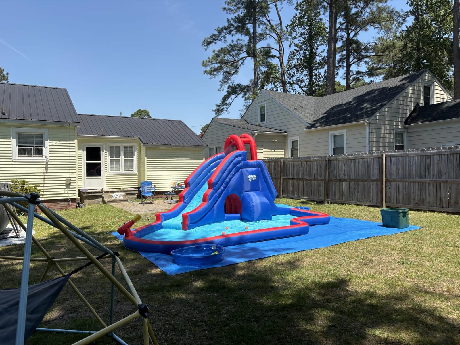 Sunny & Fun Deluxe Inflatable Water Slide Park with Climbing wall & Tunnel customer photo 2