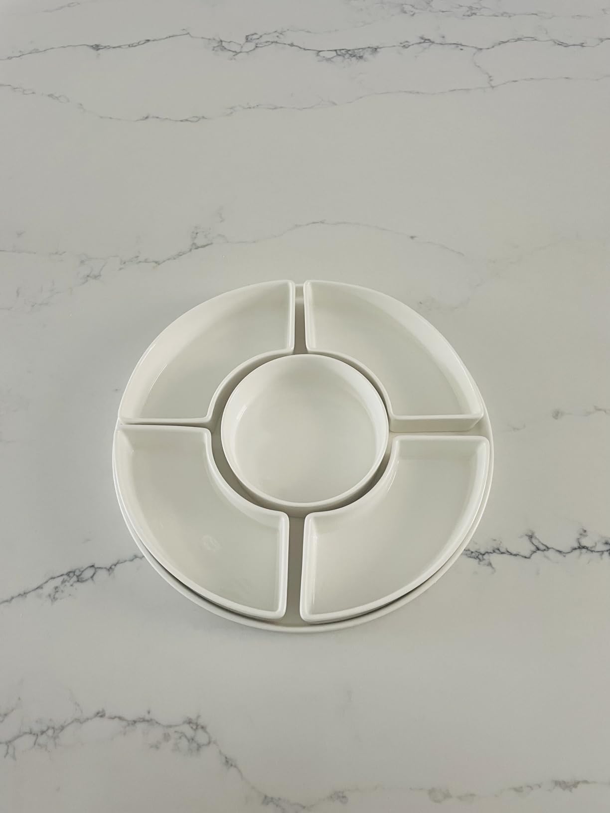 Sweese Porcelain Divided Serving Dishes, Relish Tray, Serving Bowls for Parties - Perfect for Chips and Dip, Veggies, Candy and Snacks, White customer photo 1