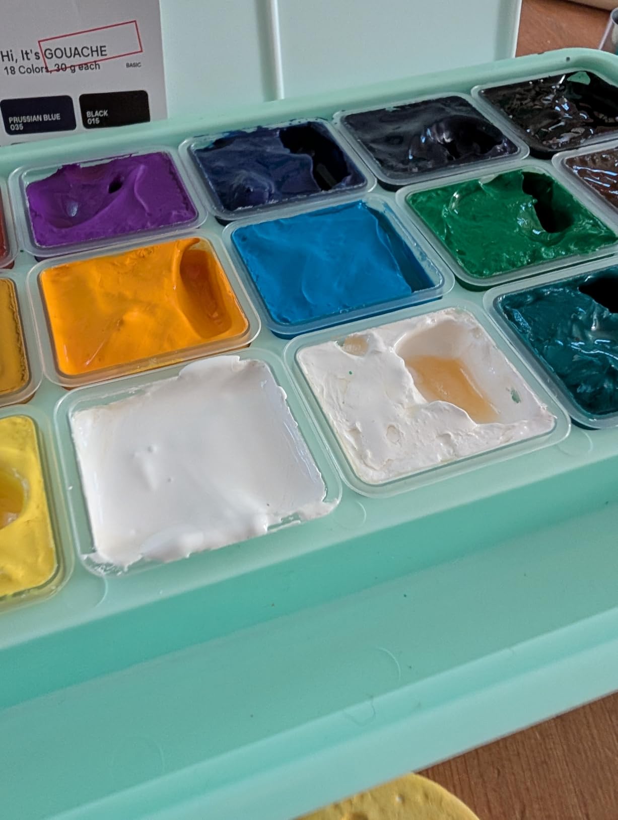 HIMI Gouache Paints Set, 18 Colors, 30g, jelly gouache paint set, Non Toxic Paint for Canvas and Paper, Art Supplies for Professionals, and More (Green Case customer photo 2