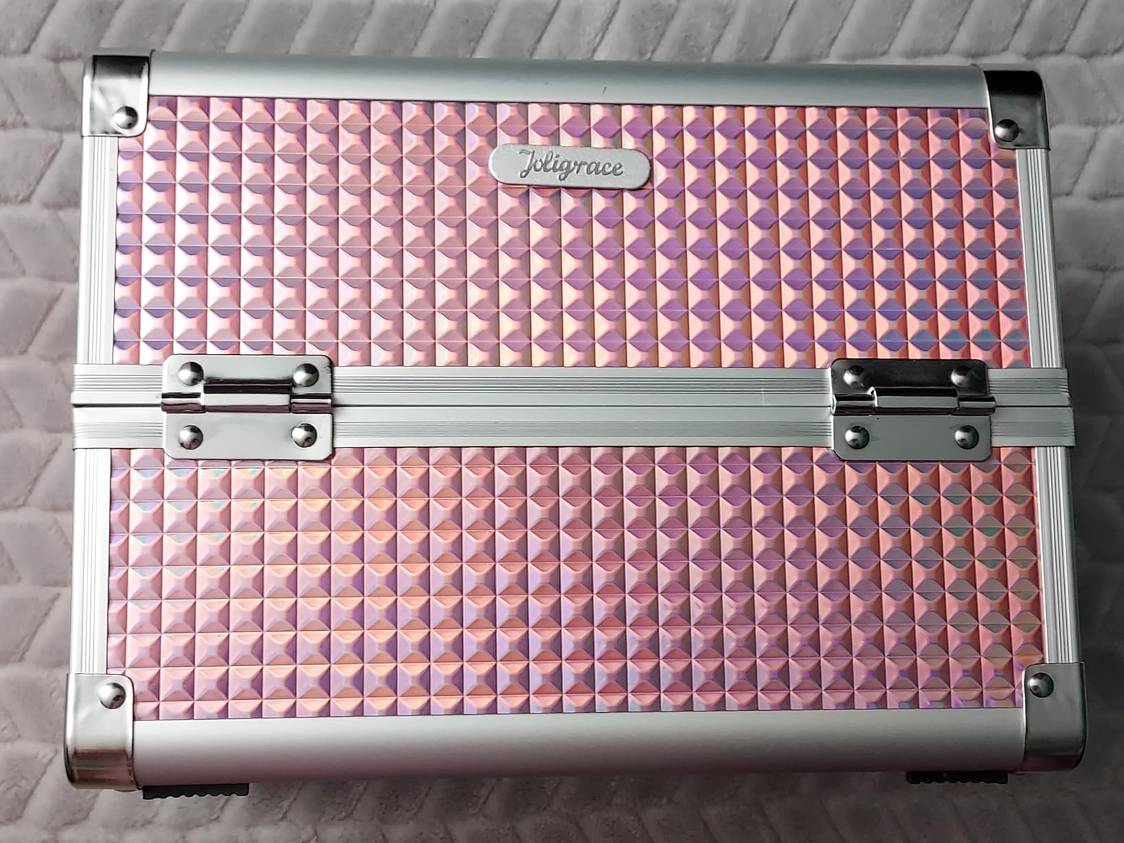 Joligrace Makeup Case Organizer Makeup Box Cosmetic Train Case with Mirror customer photo 2