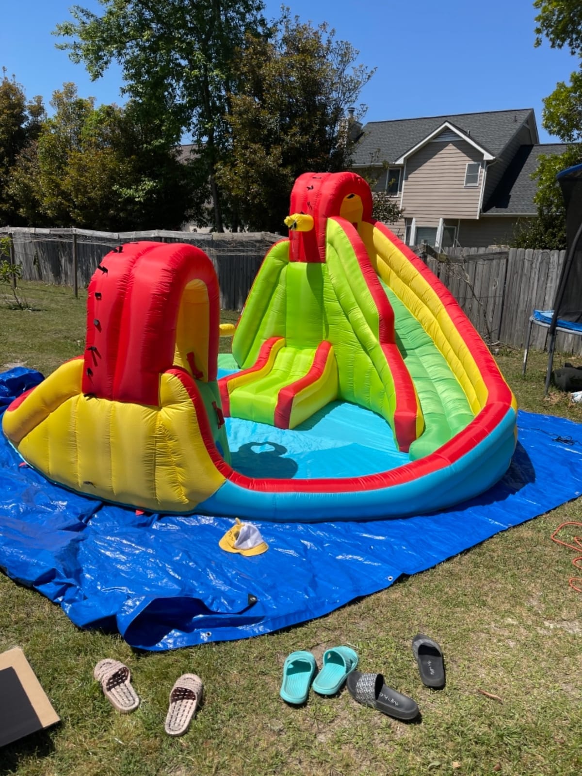 Costzon Inflatable Water Slide Park, 16x14FT Kids Mega Water Bounce House with Dual Slides & Climbing Walls, Large Splash Pool, Outdoor Blow up Water Slides for Big Kids with Blower Backyard customer photo 2