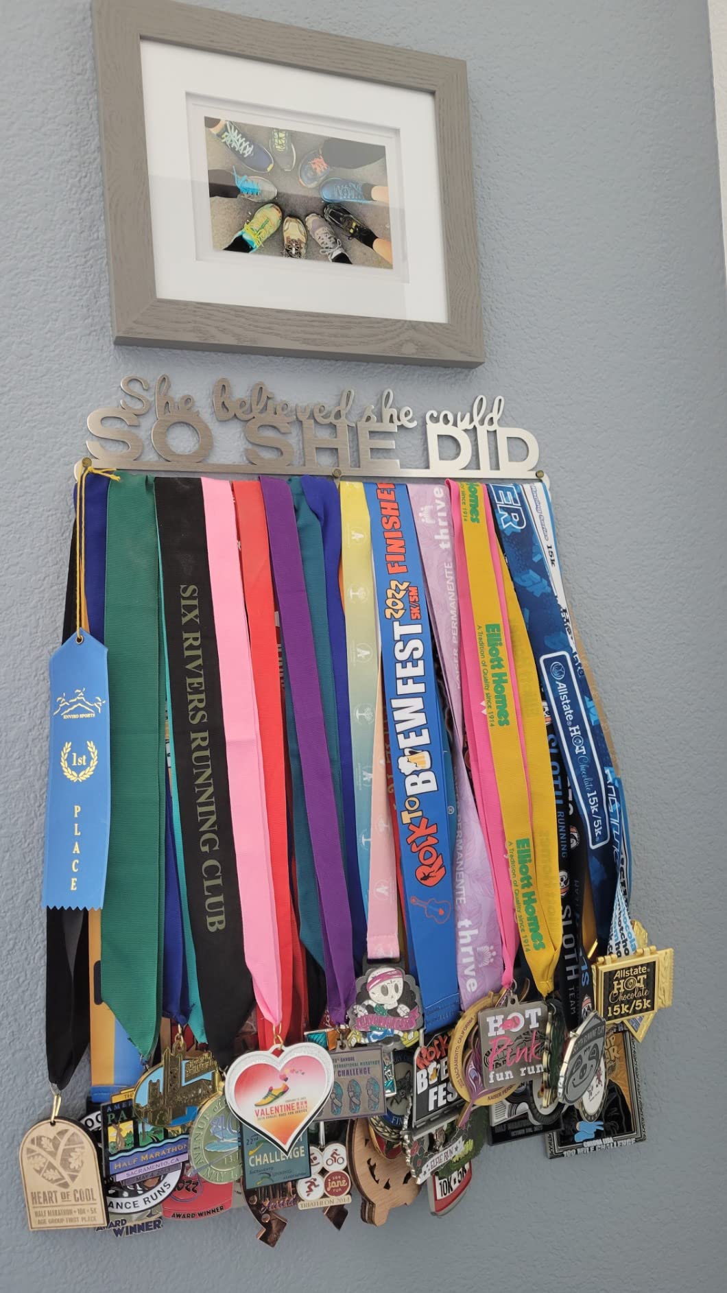 She Believed She Could SO SHE DID Race Medal Holder Wall Hanger,Marathon Runner Medal Display,Running Medal Display, Medal Holder for Wall, Sports Medal Hanger Display Gifts customer photo 1