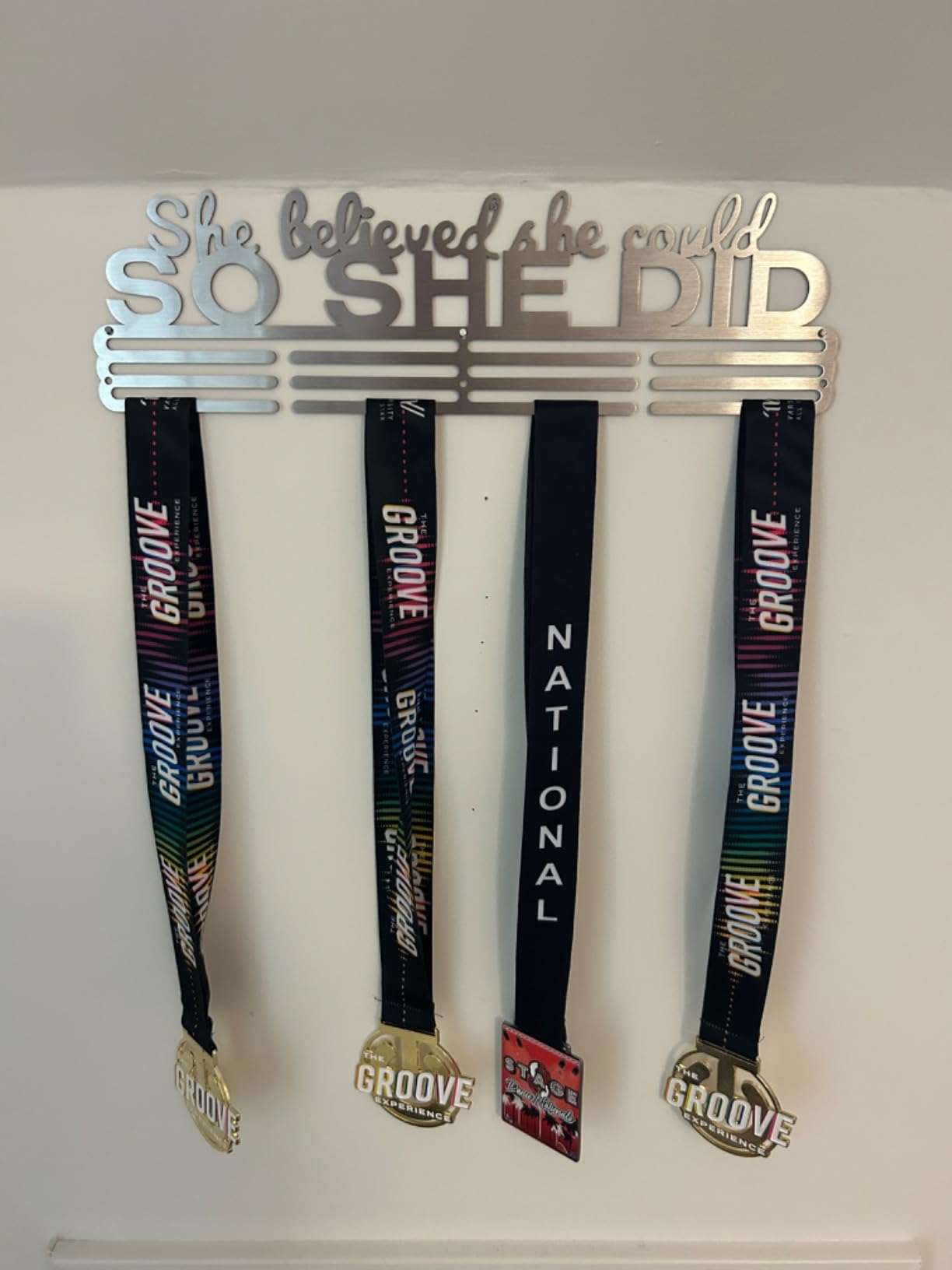She Believed She Could SO SHE DID Race Medal Holder Wall Hanger,Marathon Runner Medal Display,Running Medal Display, Medal Holder for Wall, Sports Medal Hanger Display Gifts customer photo 2