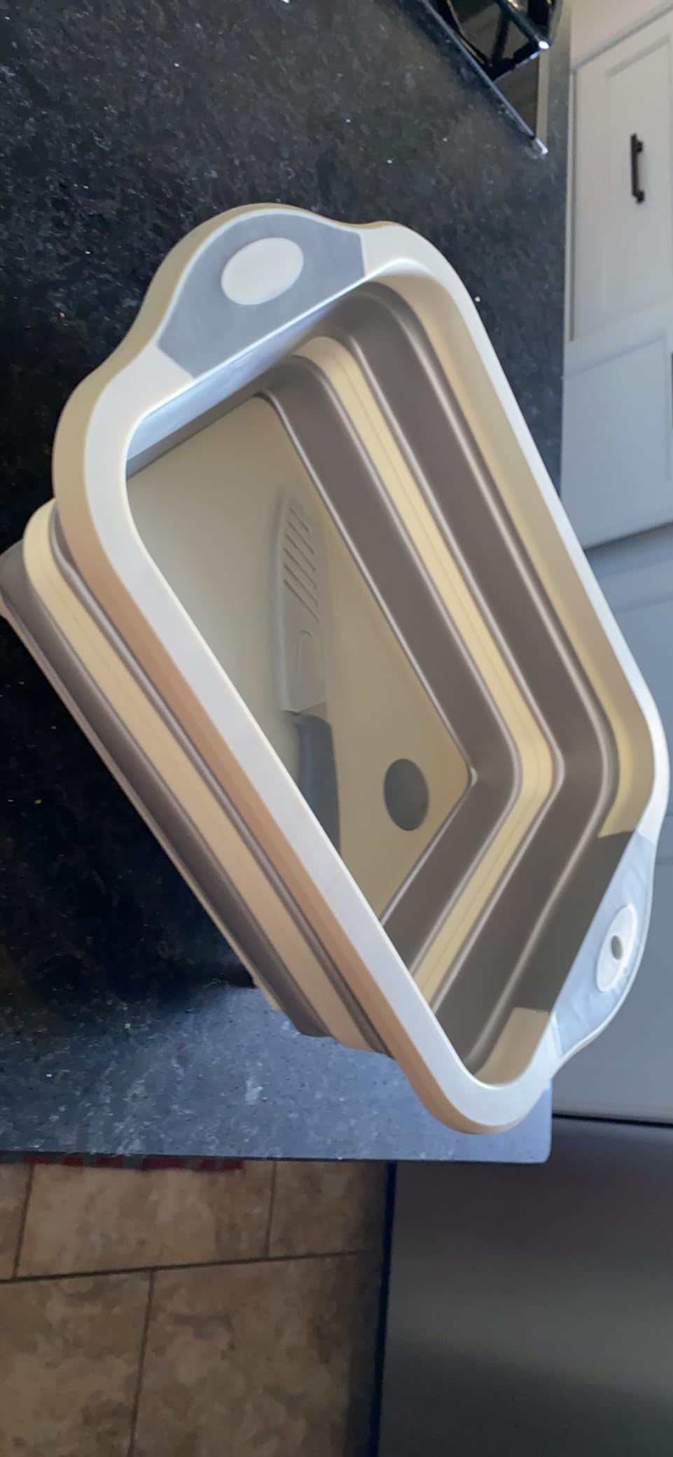 QiMH Collapsible Cutting Board - Foldable Multi-function Dish Tub - Washing and Draining Veggies Fruits Food Grade Sink Storage Basket(8.5 Quart) - New Kitchen and Camping Essentials(Knife Included) customer photo 1